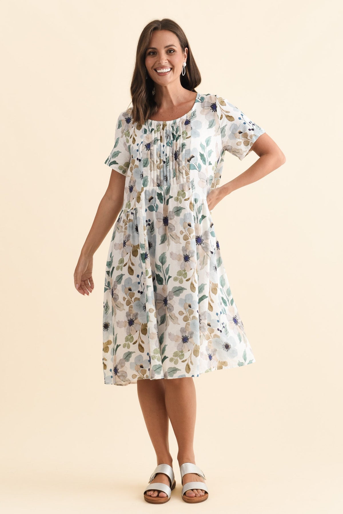 Murano Blue Flower Cotton Dress Back View