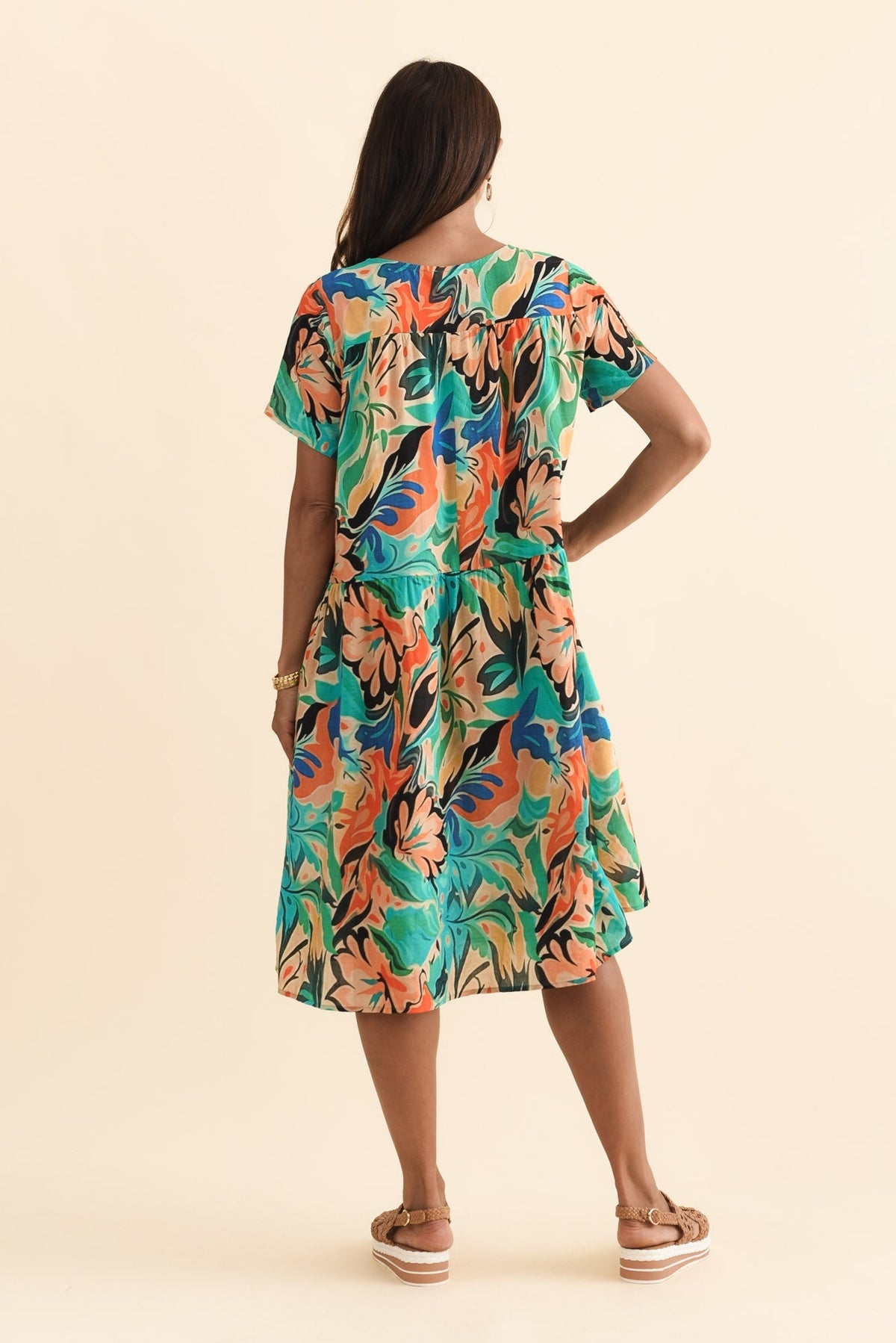 Murano Green Garden Cotton Dress Detail View