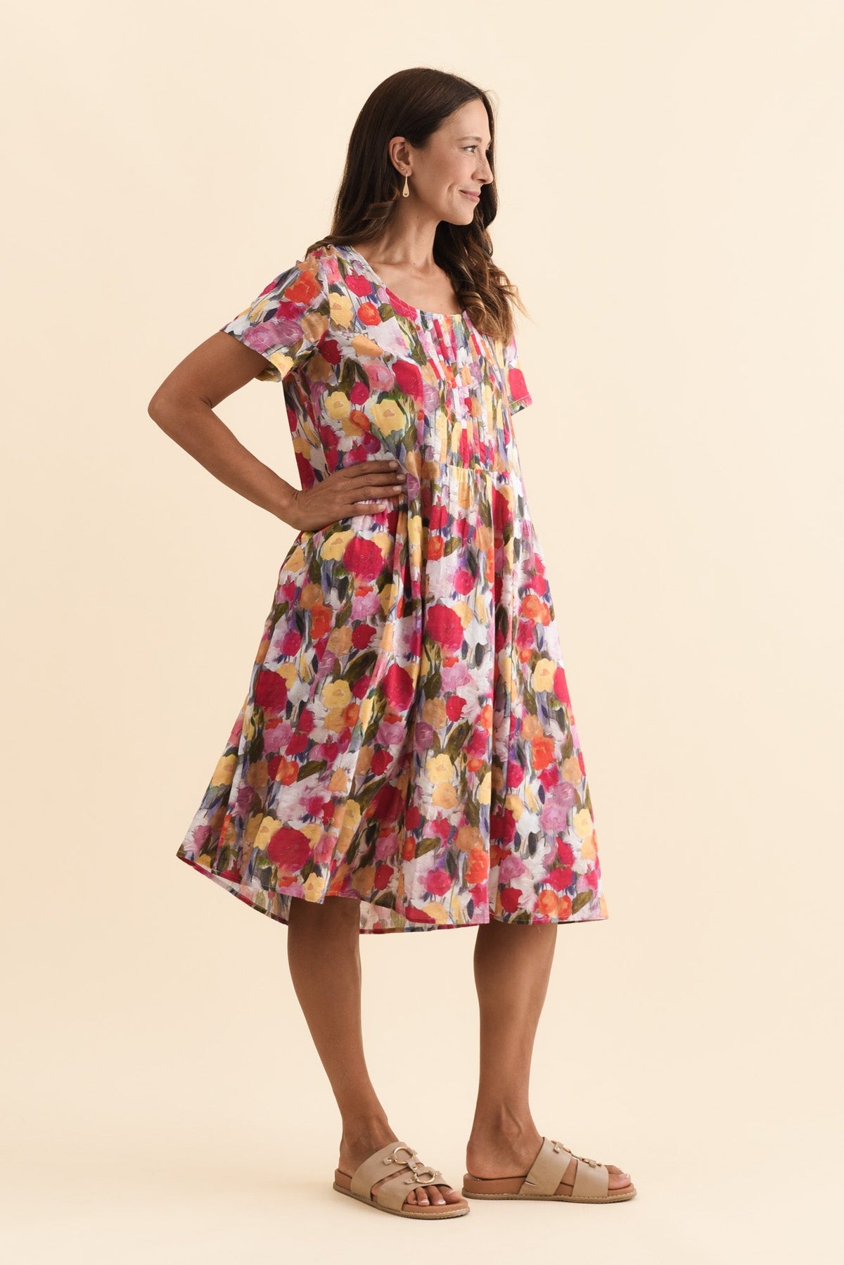 Murano Pink Floral Cotton Dress Back View