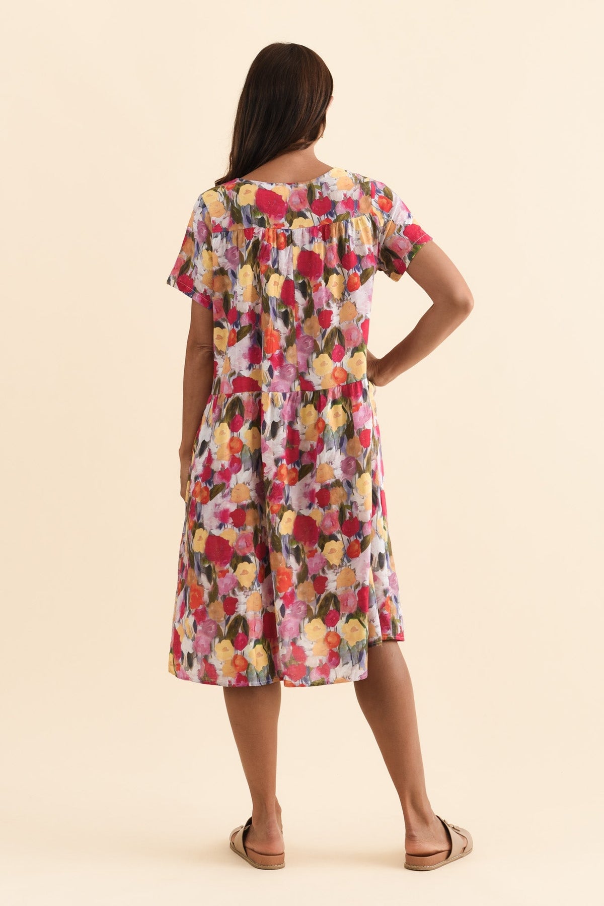 Murano Pink Floral Cotton Dress Side View