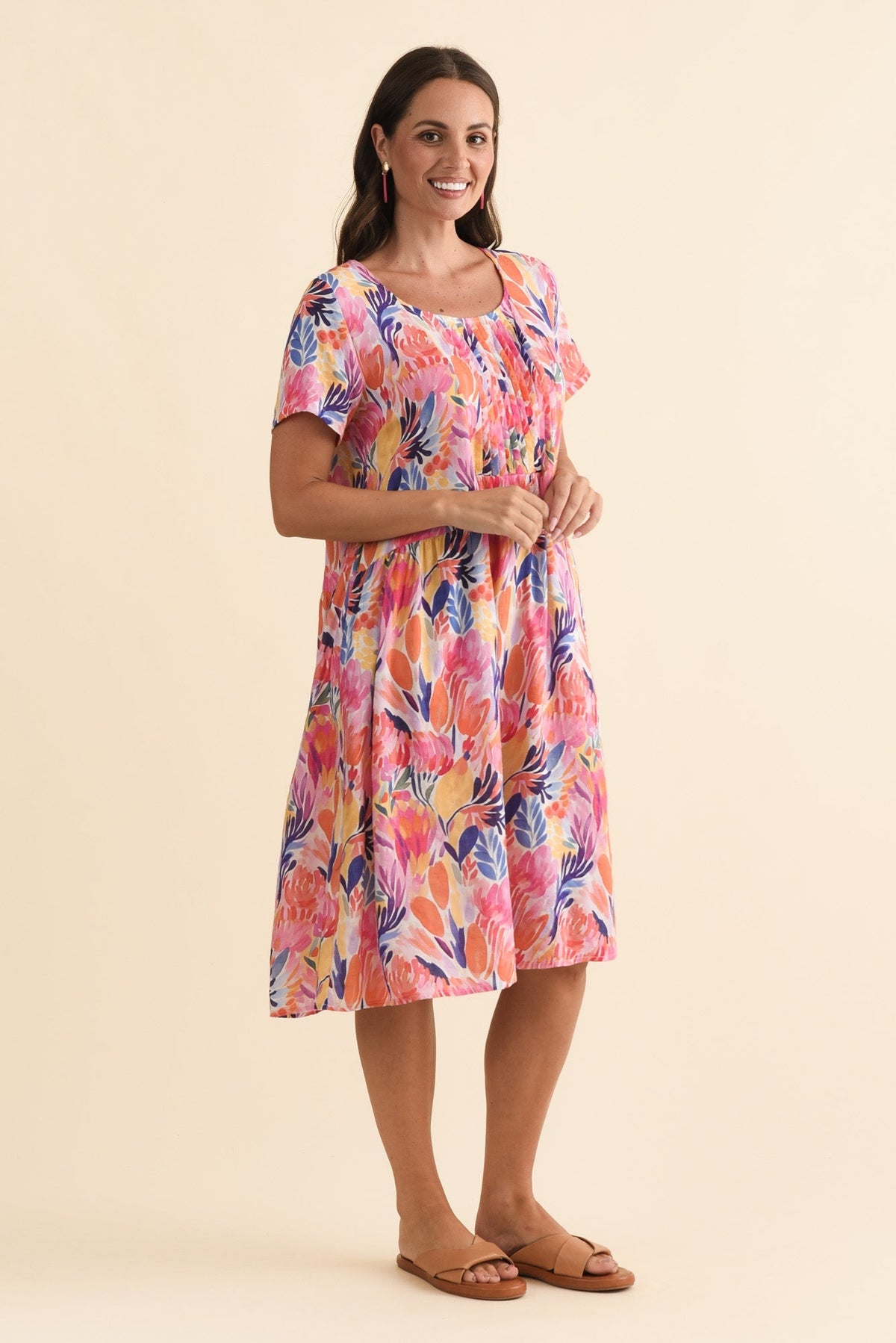 Murano Pink Garden Cotton Dress Side View