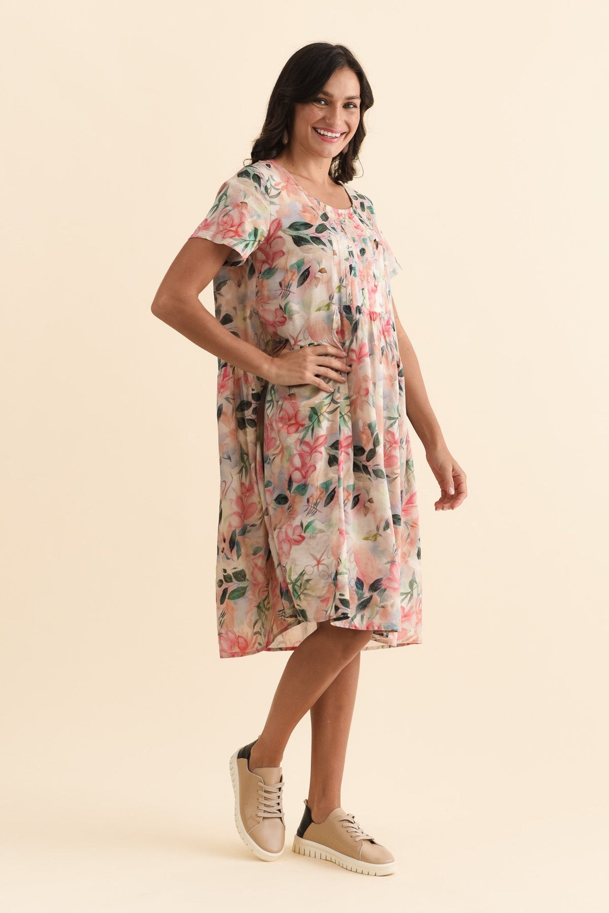 Murano Pink Wildflower Cotton Dress Back View