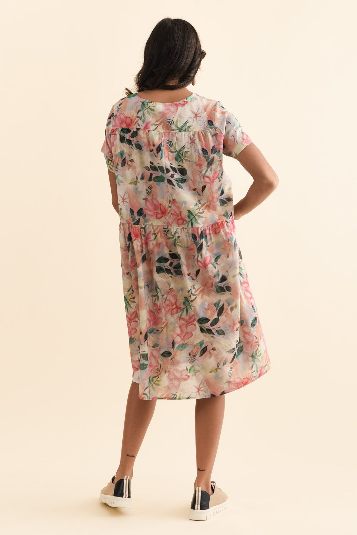 Murano Pink Wildflower Cotton Dress Side View