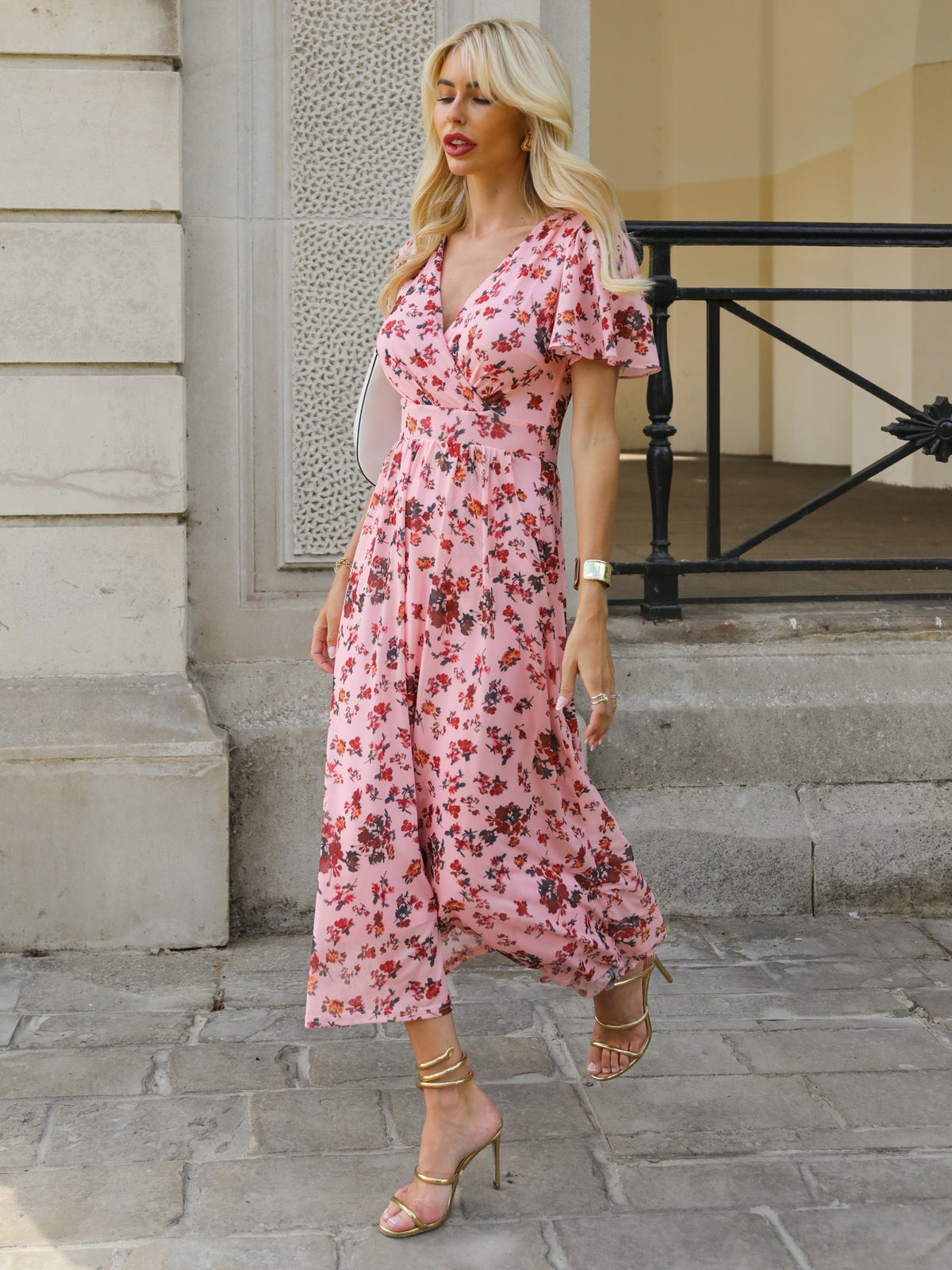 Wrap Front Mesh Maxi Dress Front View 2