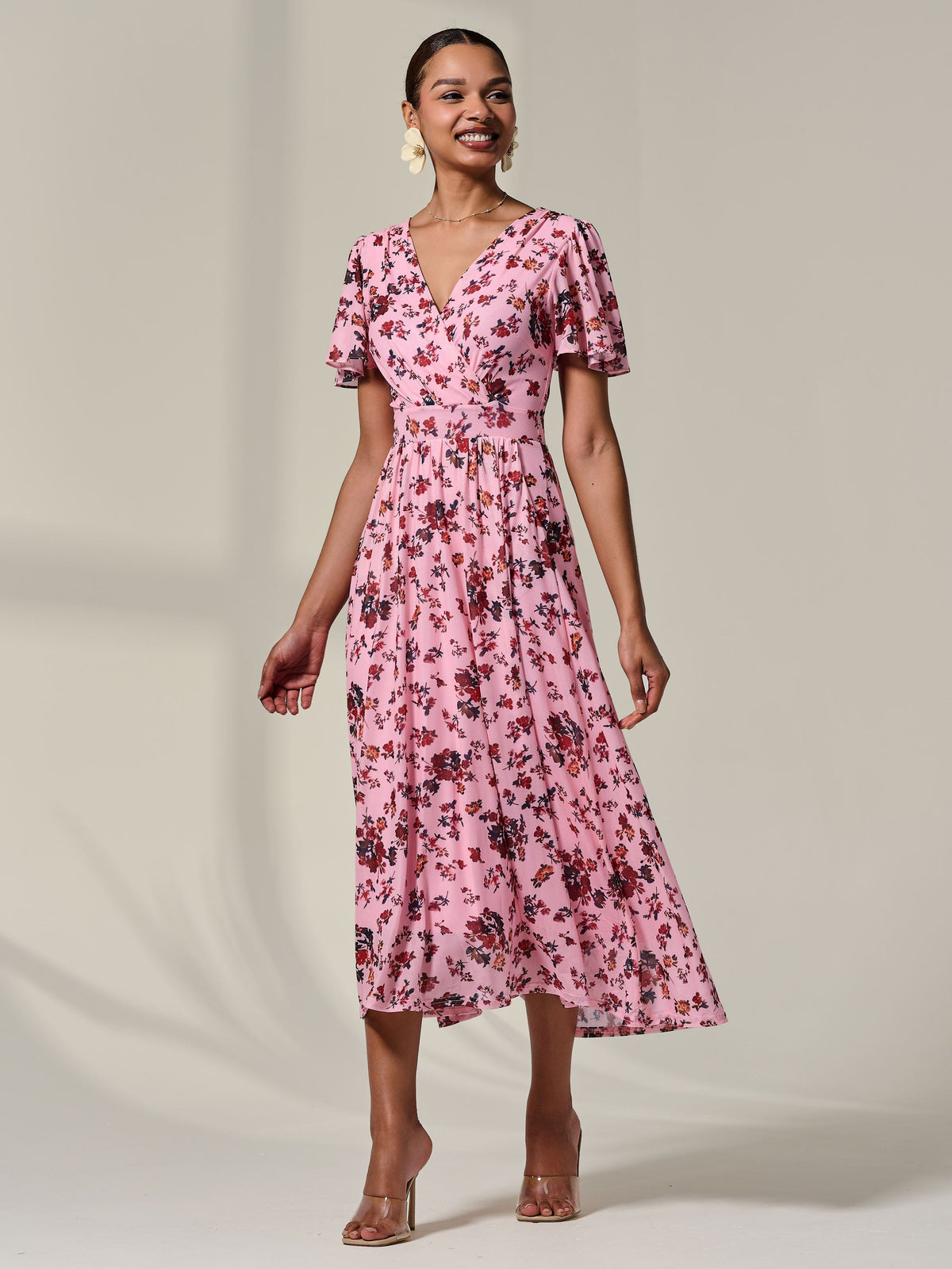Wrap Front Mesh Maxi Dress Back View 2