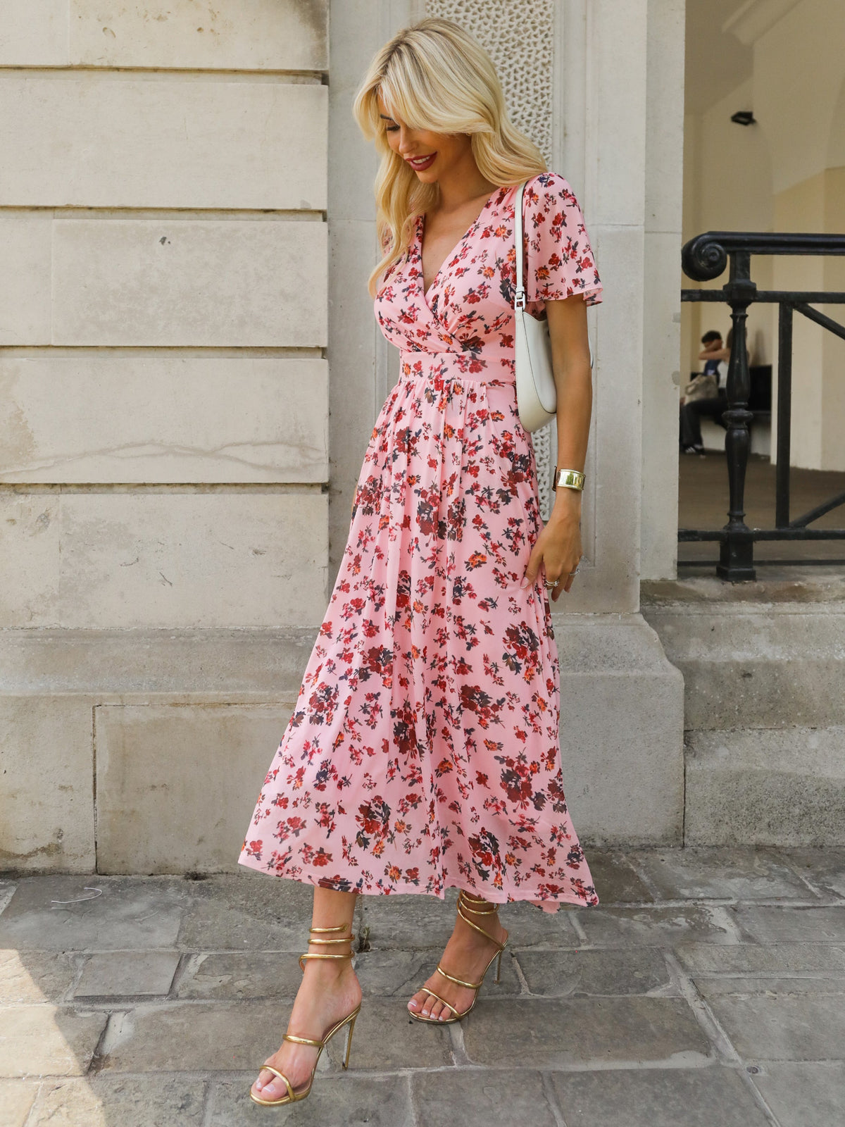 Wrap Front Mesh Maxi Dress Styled View