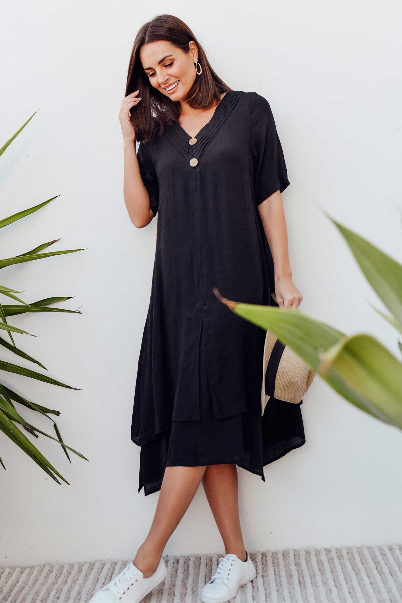 Nala Black Layers Dress Front View