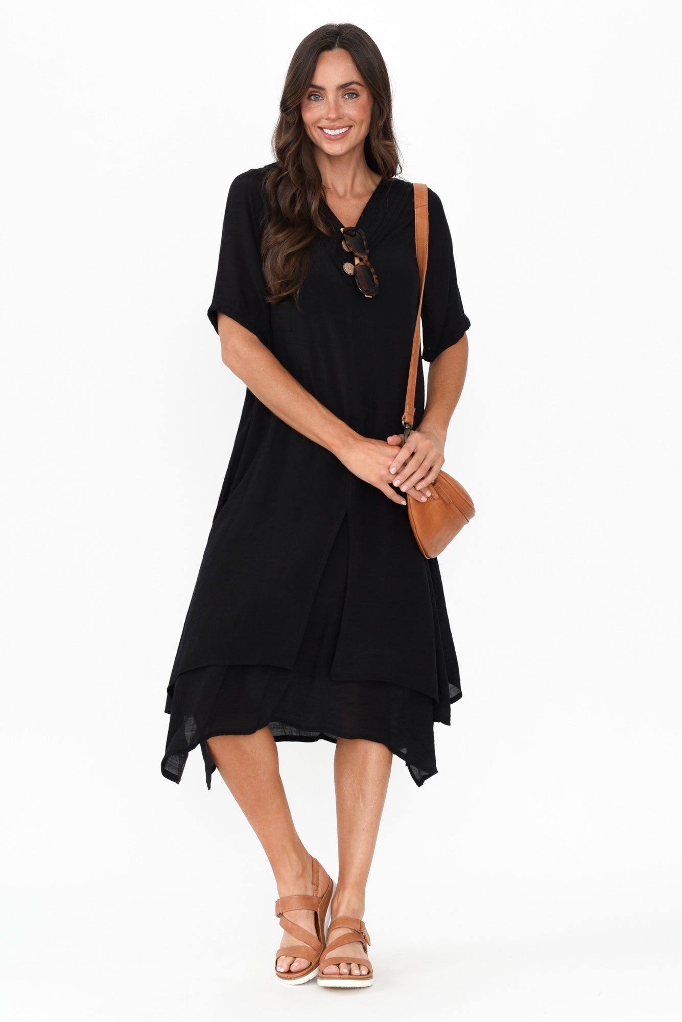 Nala Black Layers Dress Front View 2