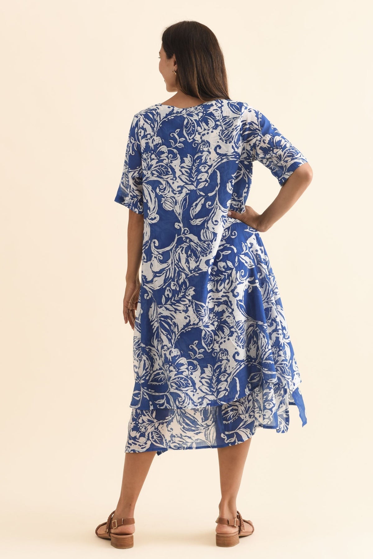 Nala Blue Abstract Layers Dress Side View