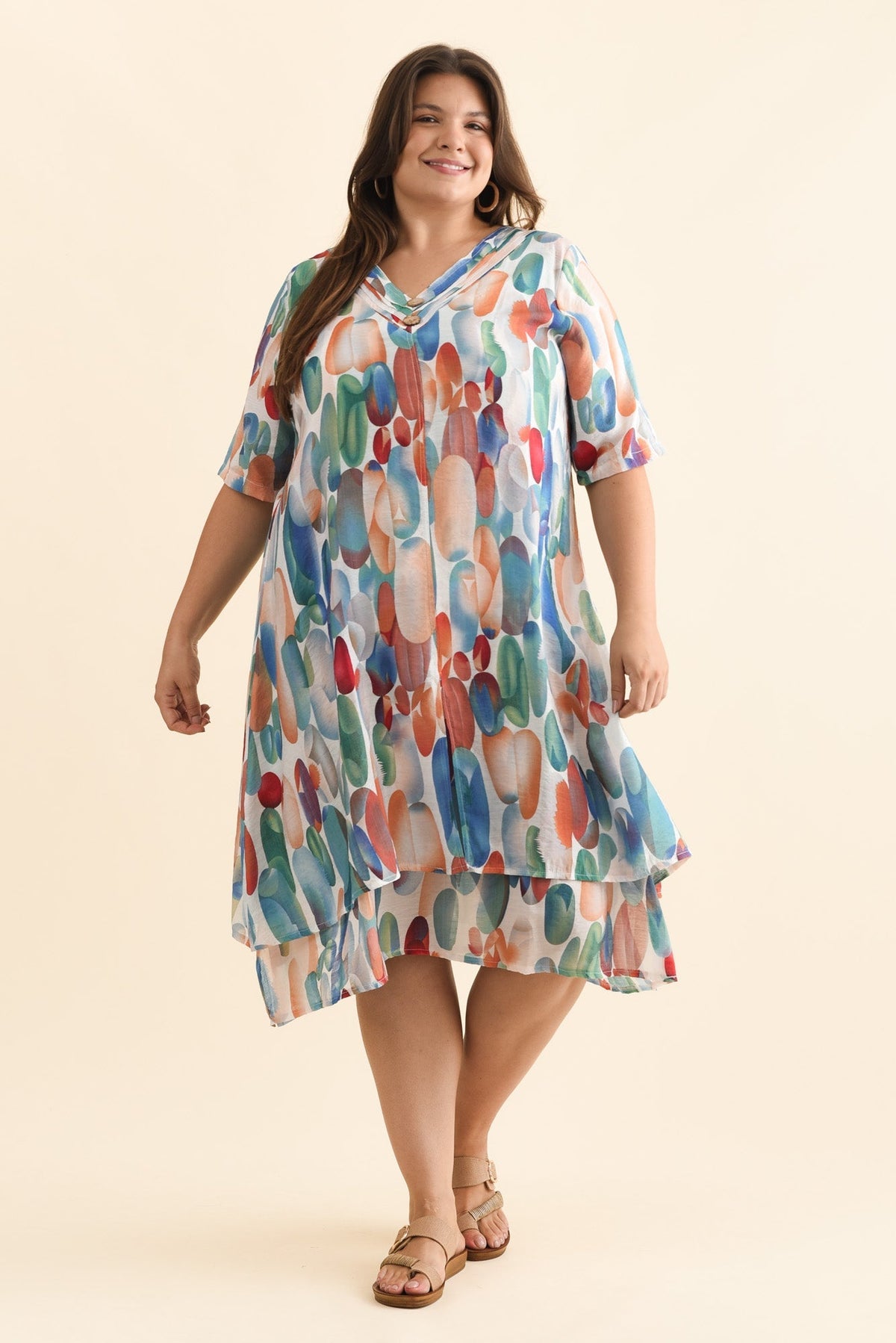 Nala Blue Circle Layers Dress Detail View 2