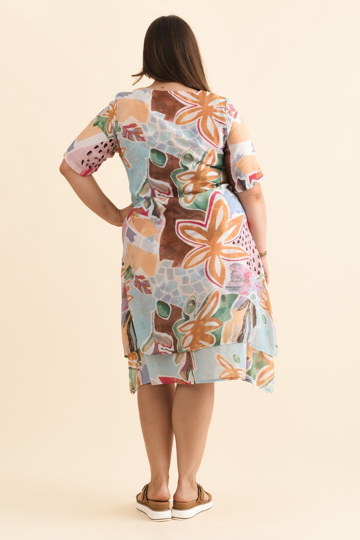 Nala Blue Flower Layers Dress Styled View 2
