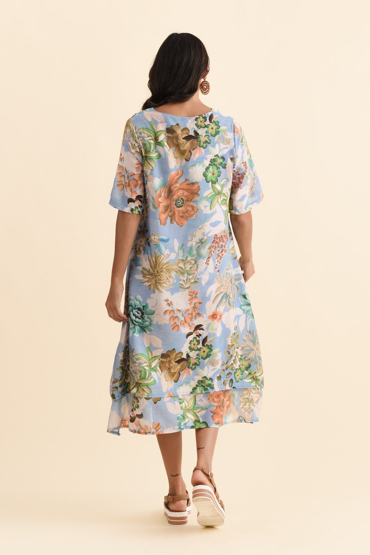 Nala Blue Garden Layers Dress Side View