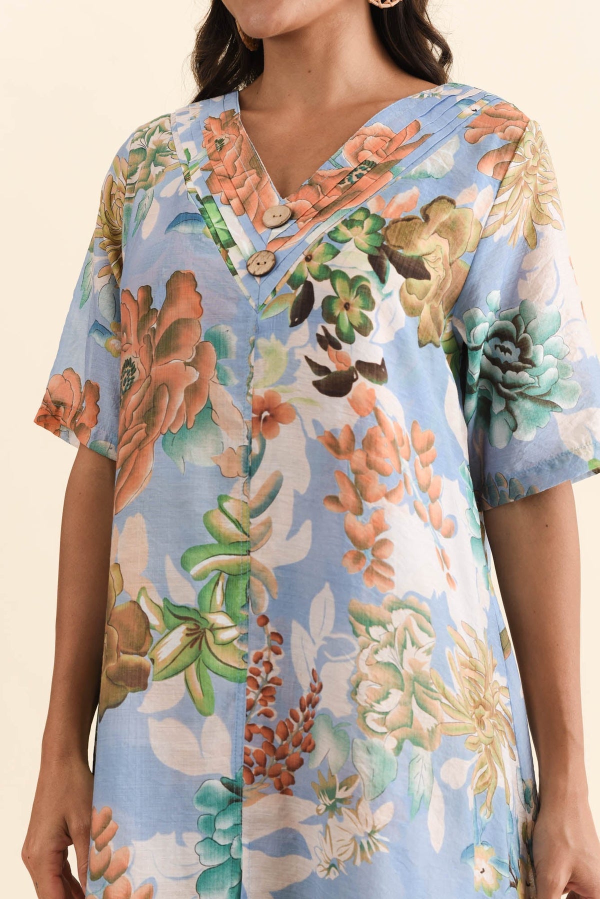Nala Blue Garden Layers Dress Detail View