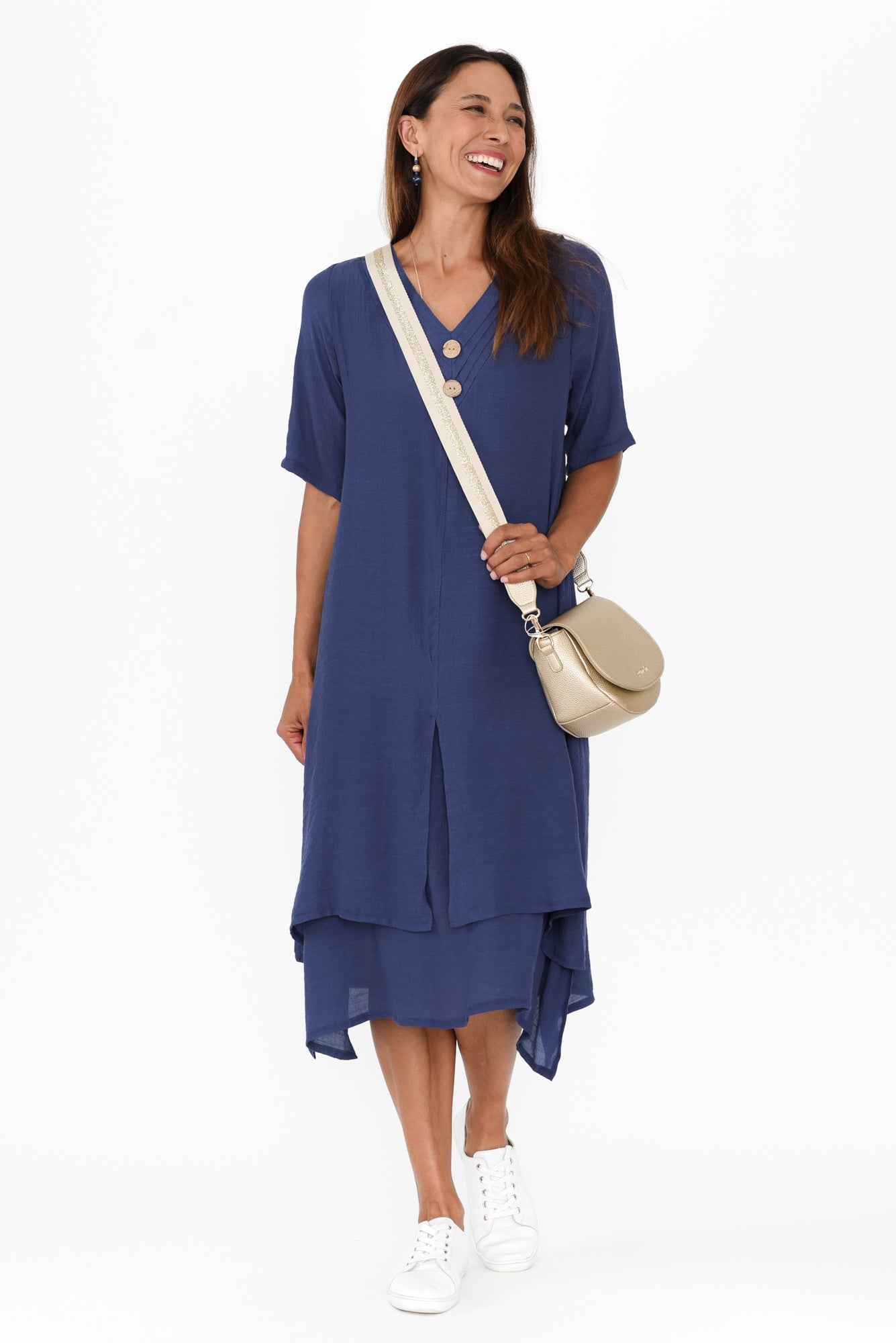 Nala Deep Blue Layers Dress Front View 2