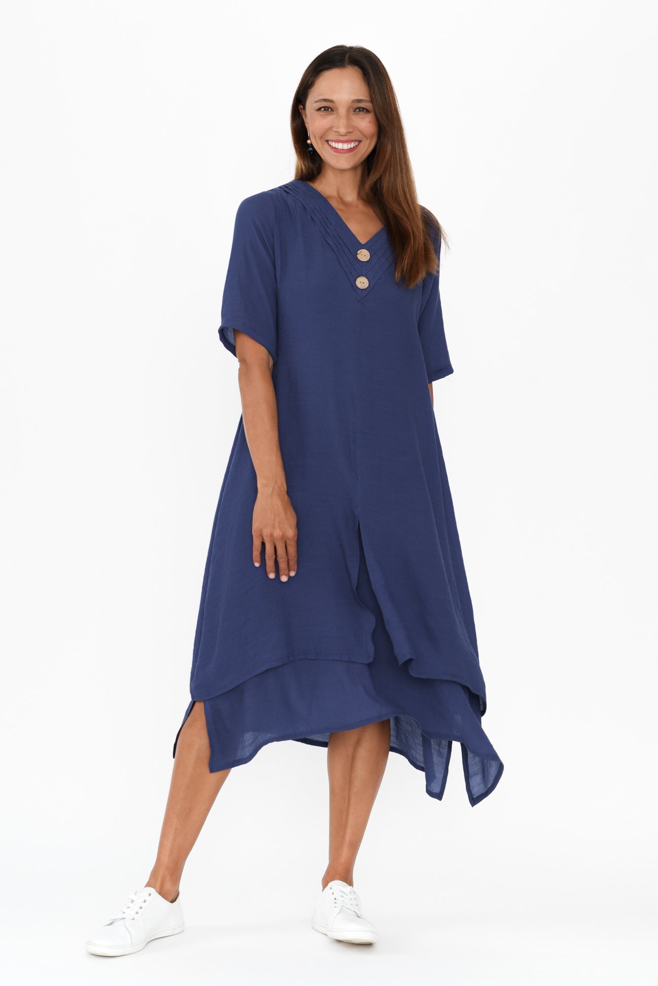 Nala Deep Blue Layers Dress Front View