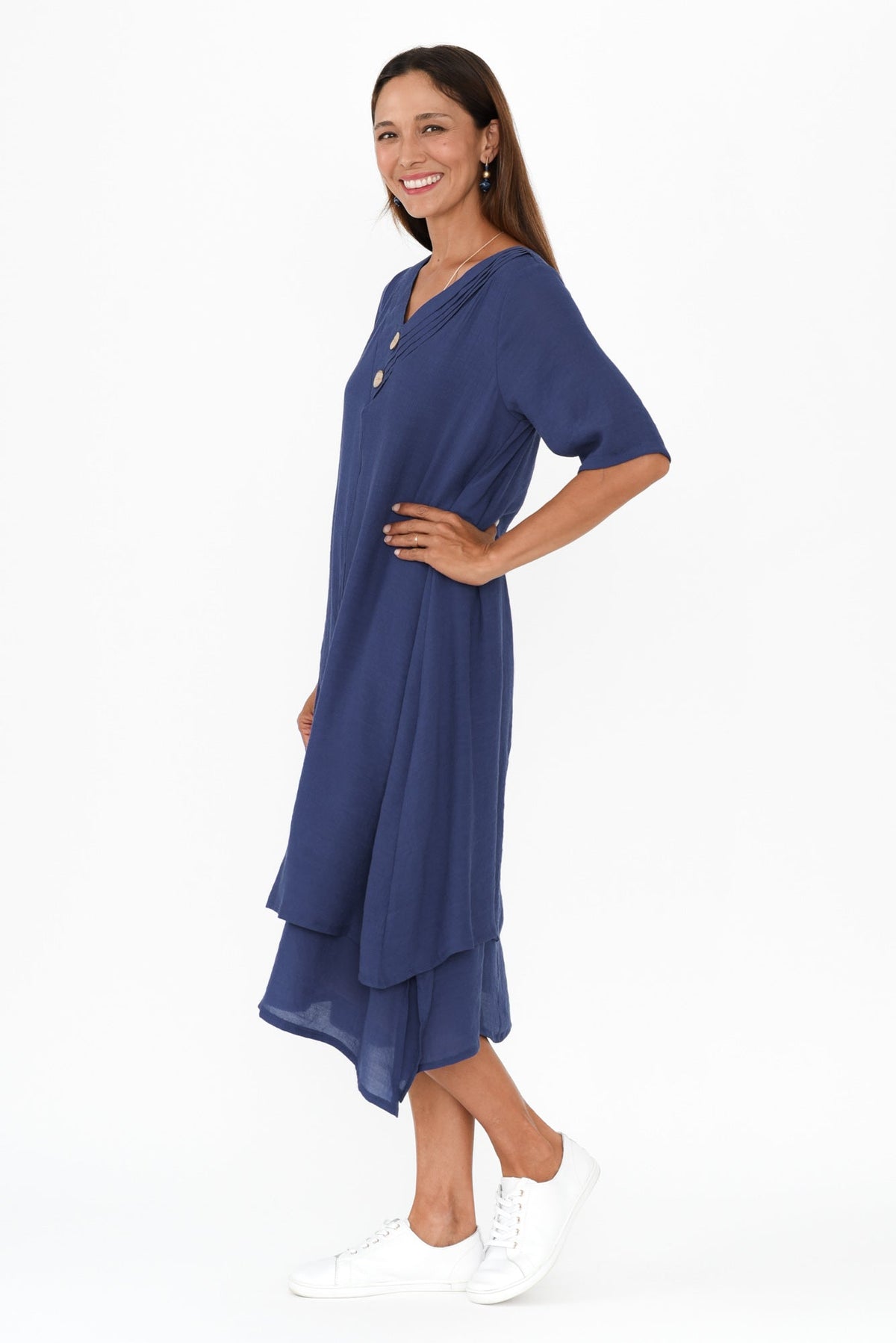 Nala Deep Blue Layers Dress Side View
