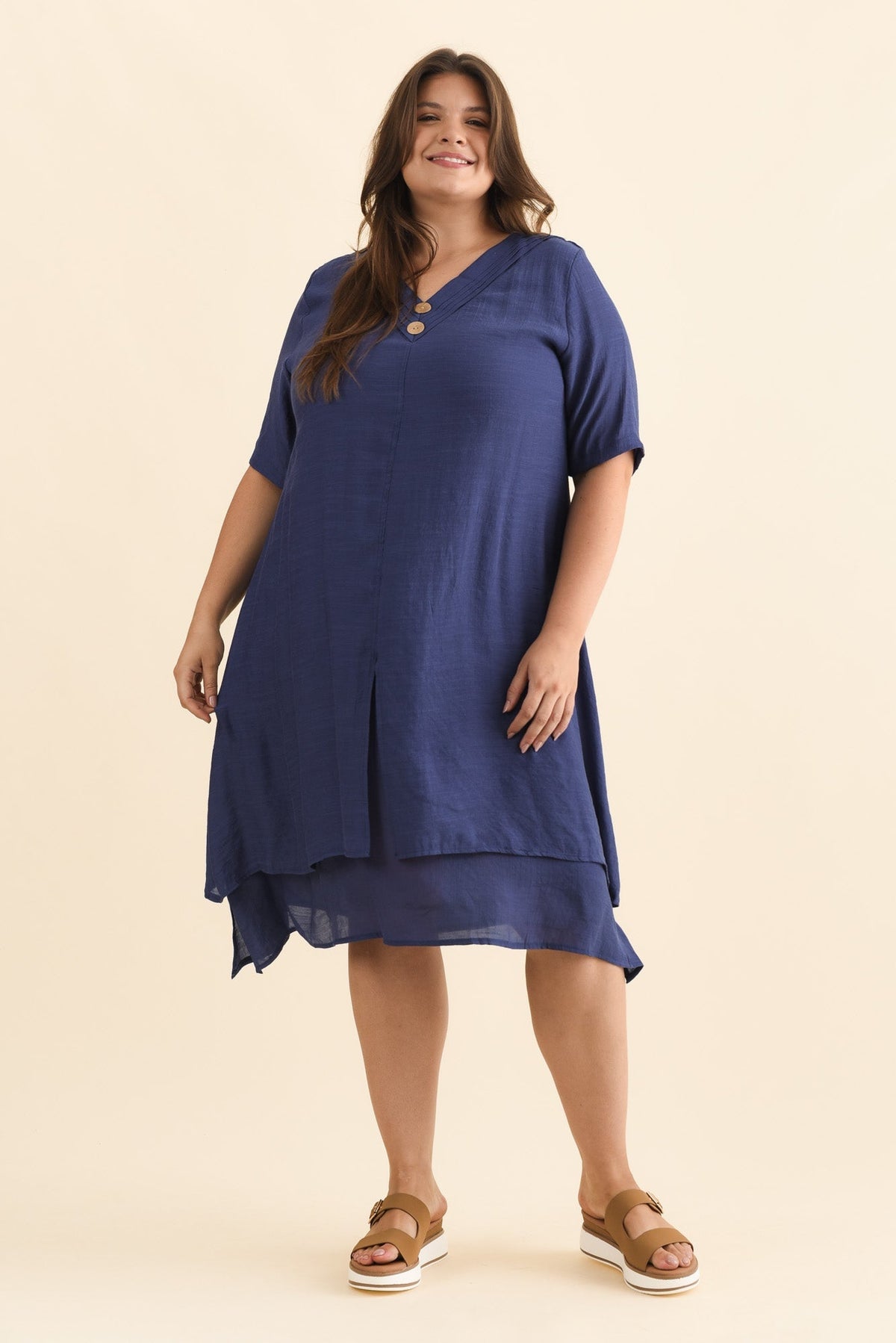 Nala Deep Blue Layers Dress Side View 2