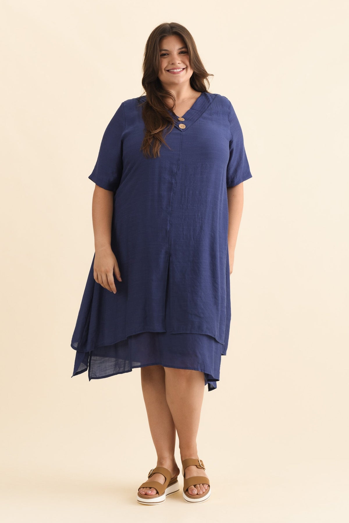 Nala Deep Blue Layers Dress Detail View 2