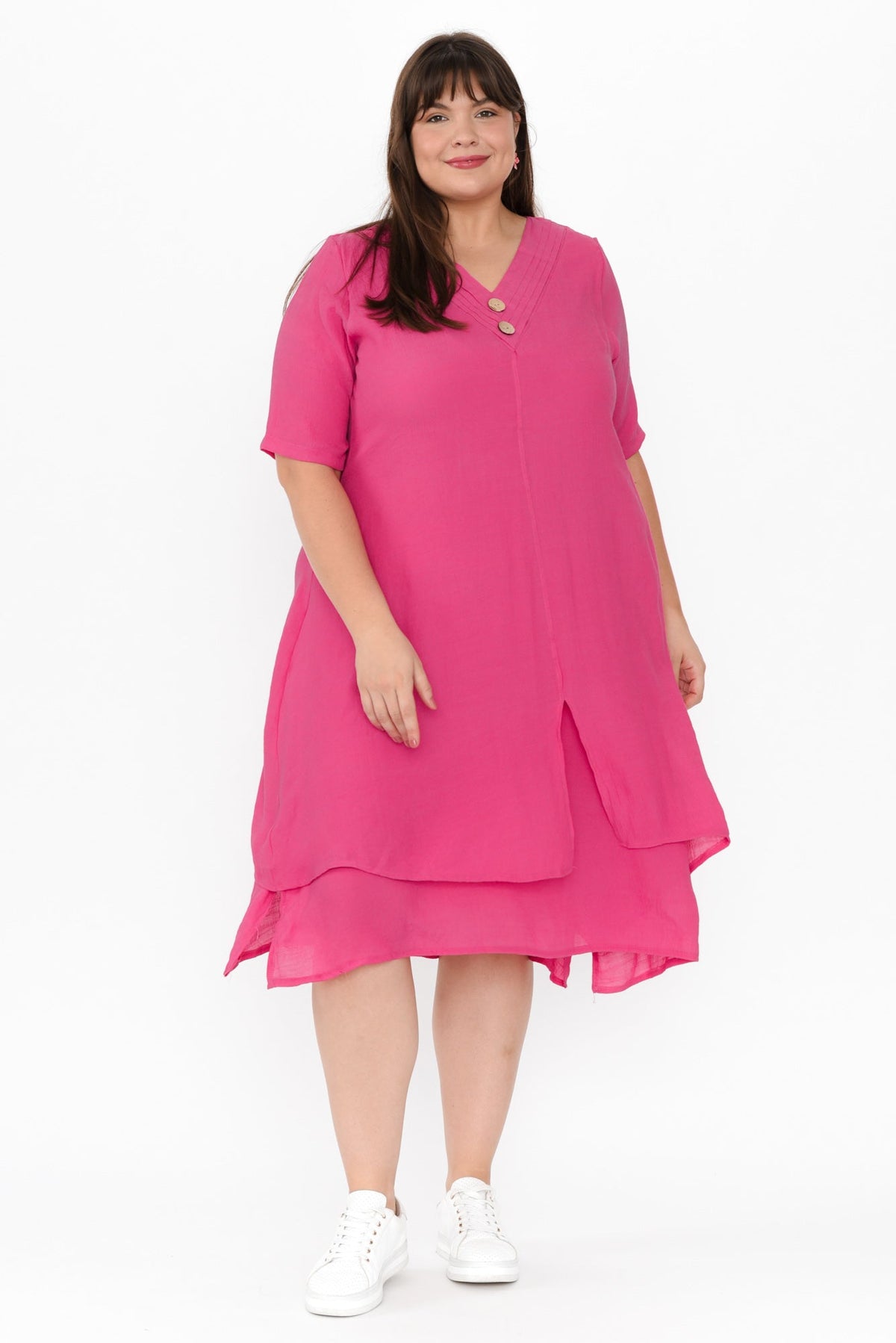 Nala Hot Pink Layers Dress Side View 2