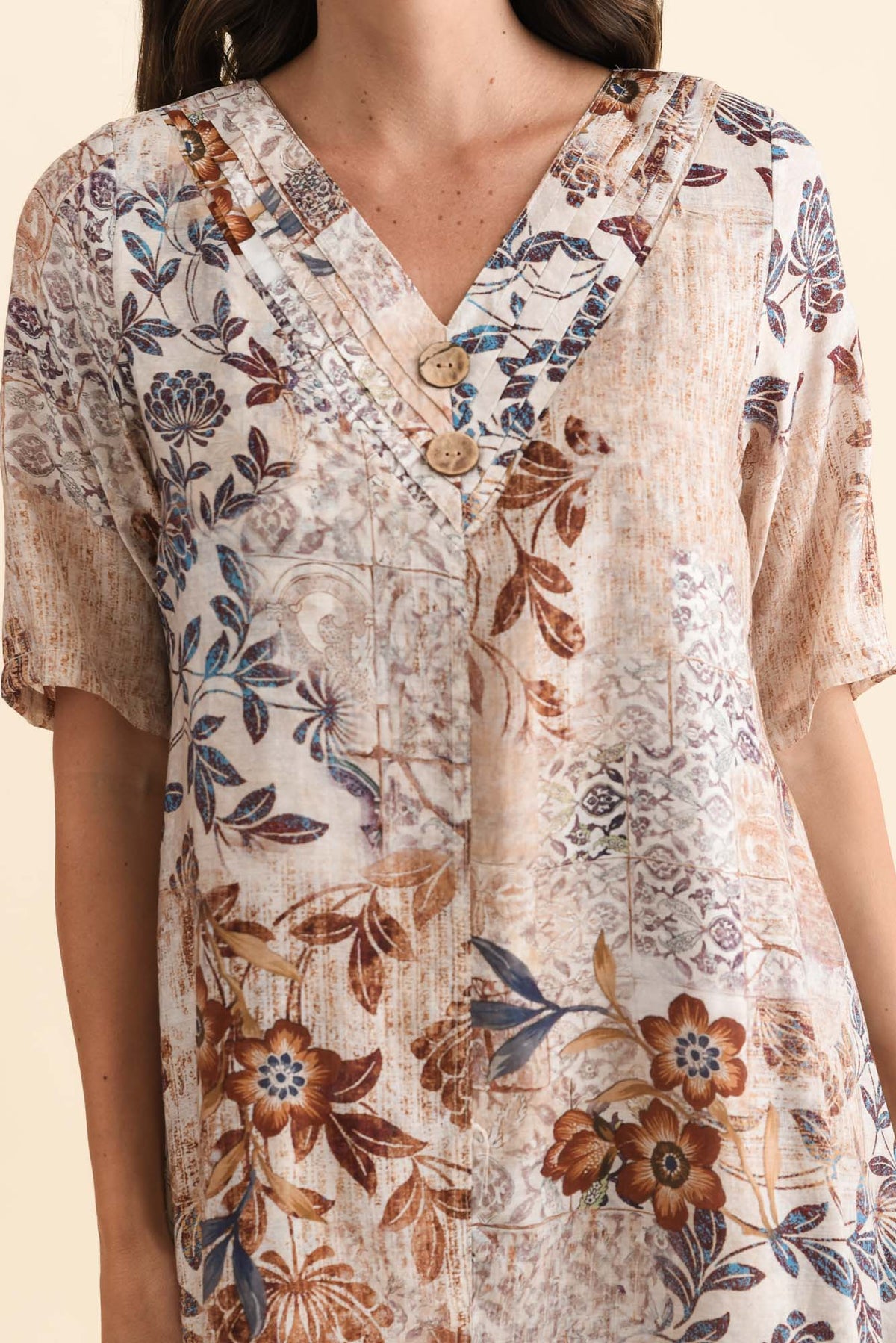 Nala Mocha Garden Layers Dress Detail View