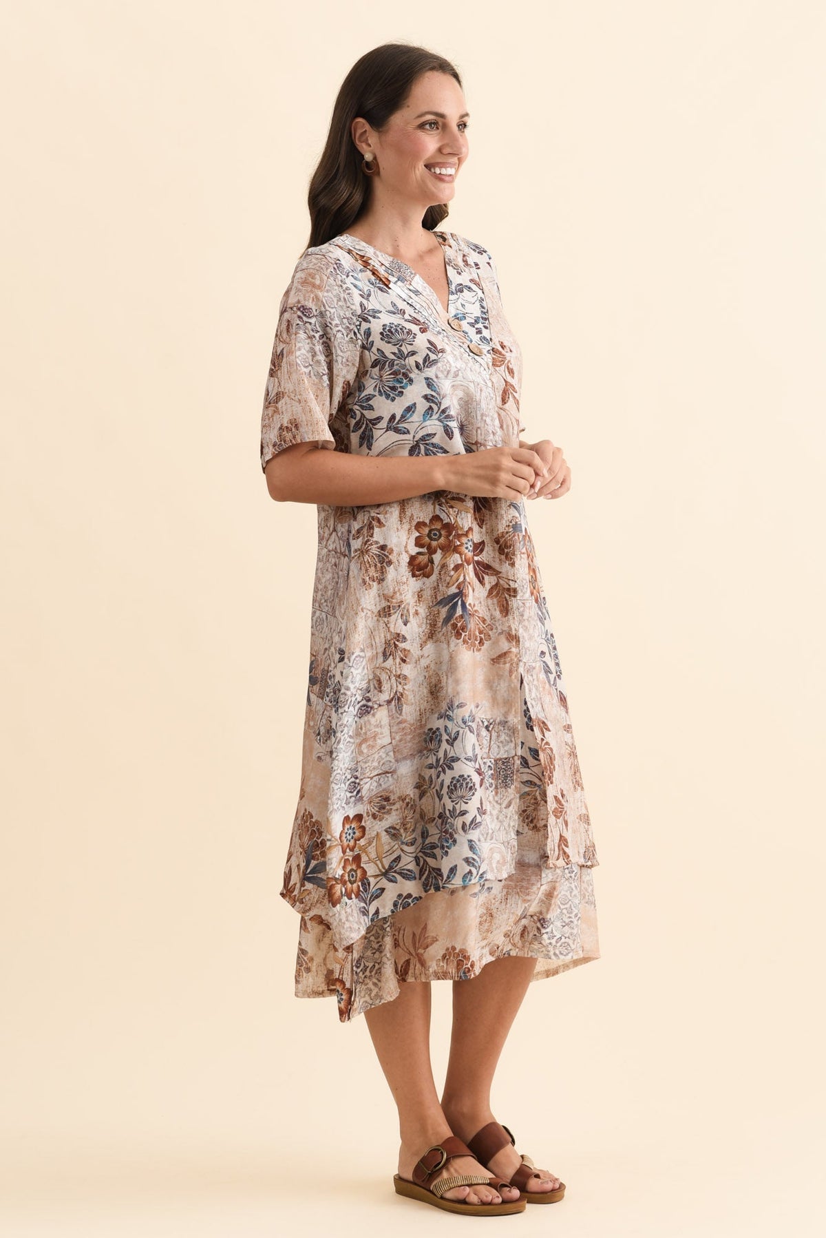 Nala Mocha Garden Layers Dress Back View