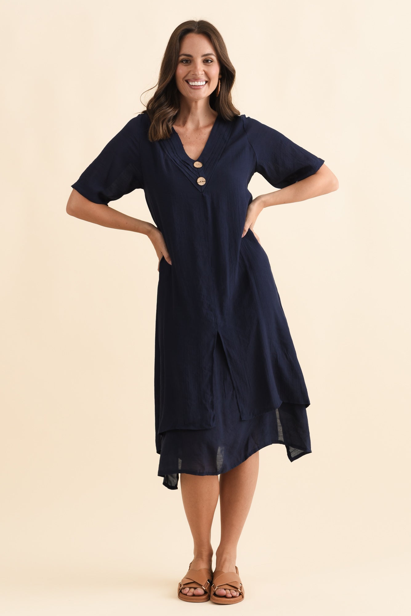 Nala Navy Layers Dress Front View