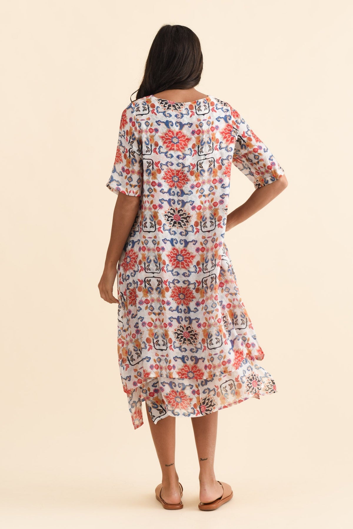 Nala Orange Floral Layers Dress Side View