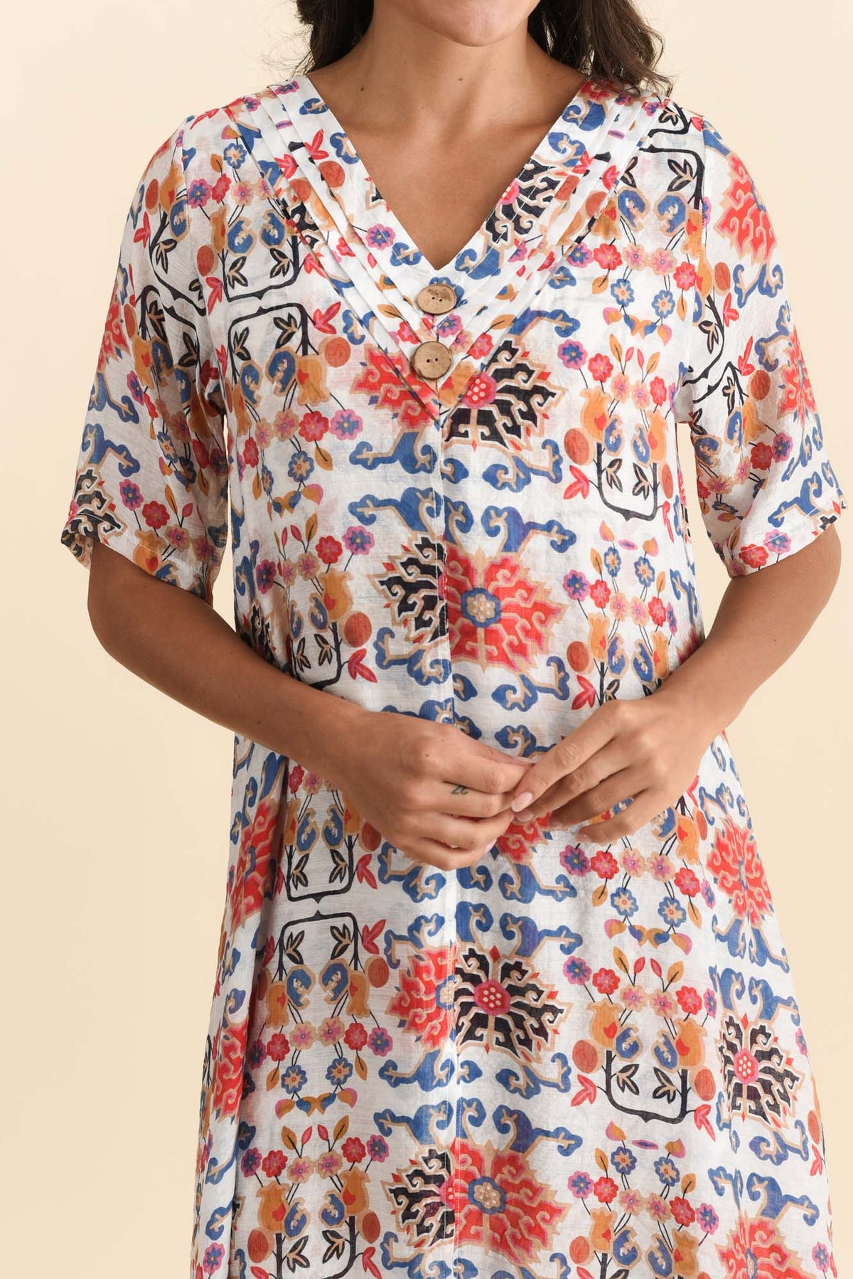 Nala Orange Floral Layers Dress Detail View