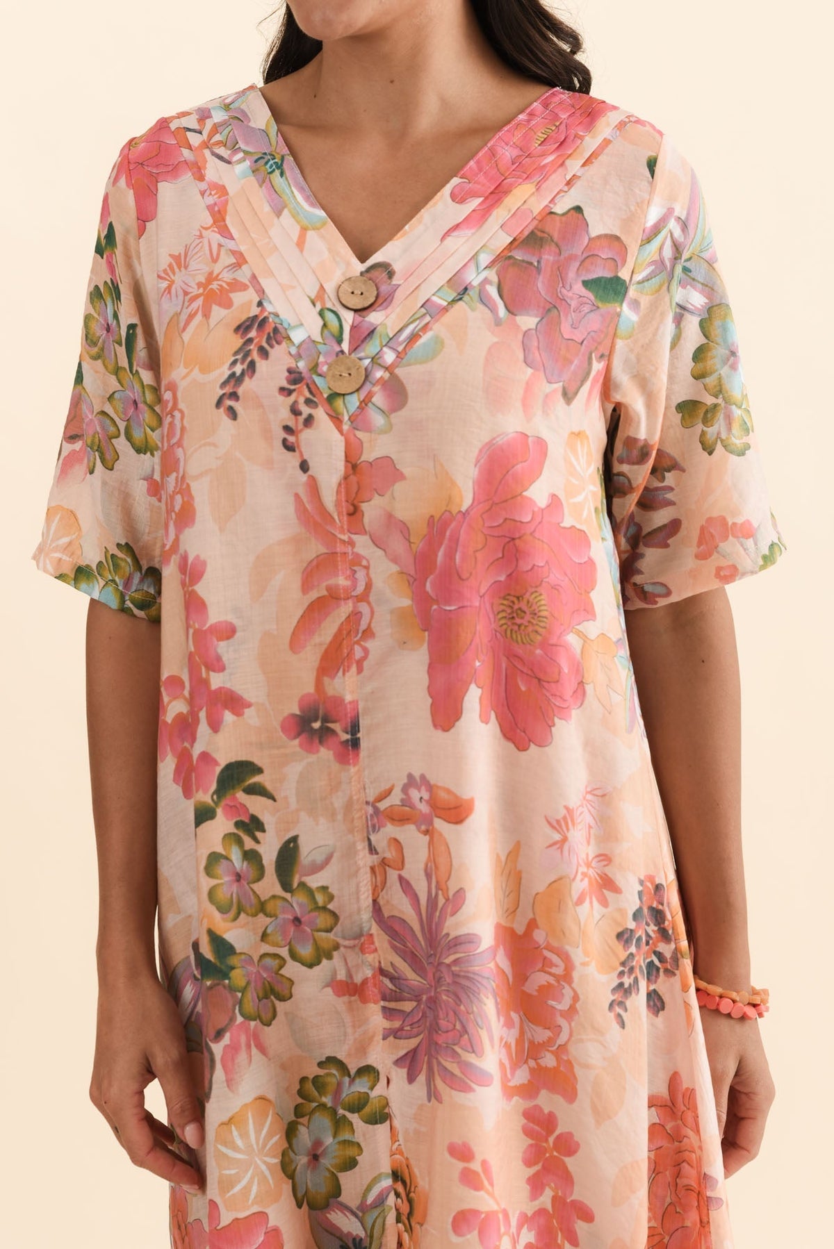 Nala Orange Garden Layers Dress Detail View