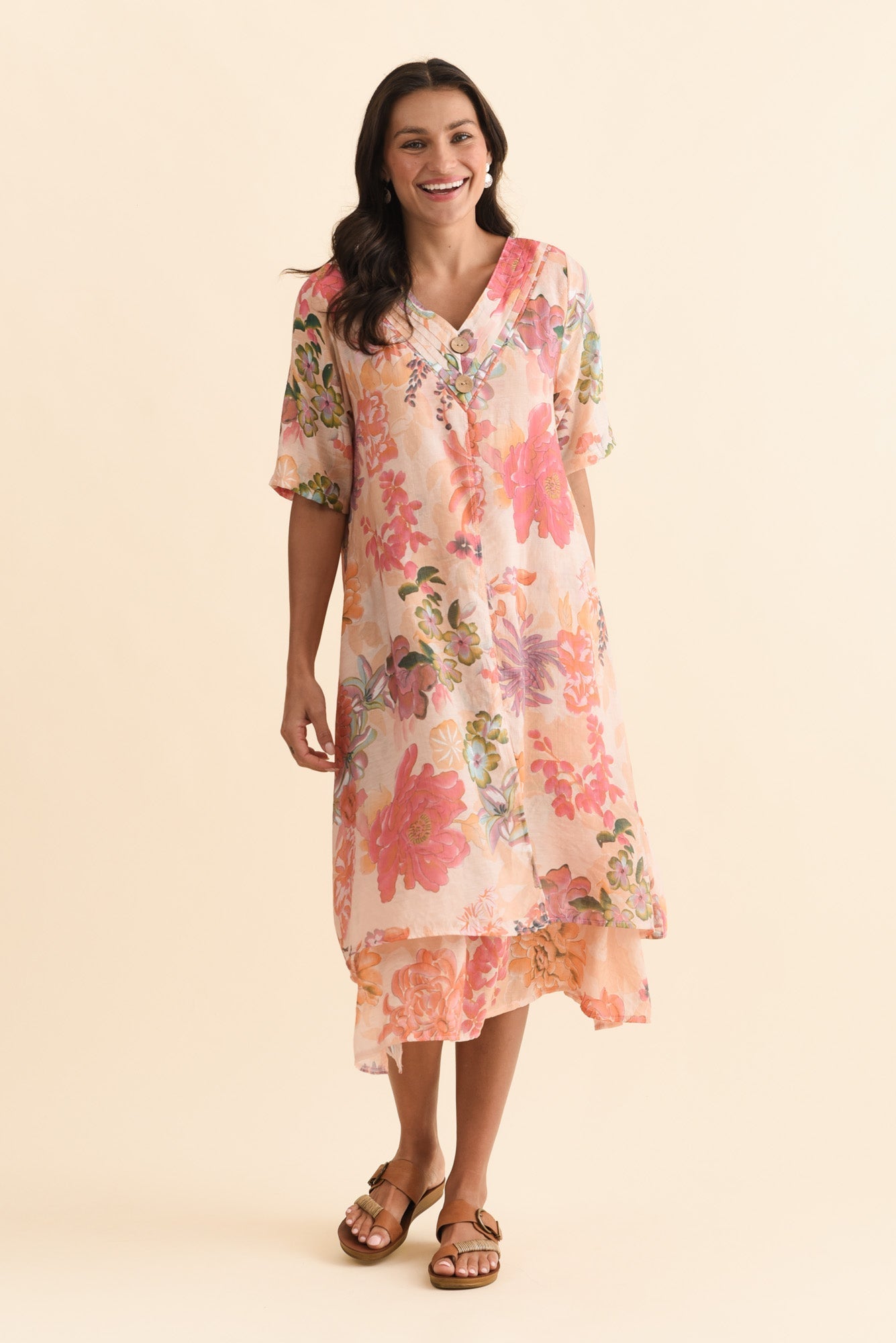 Nala Orange Garden Layers Dress Front View 2