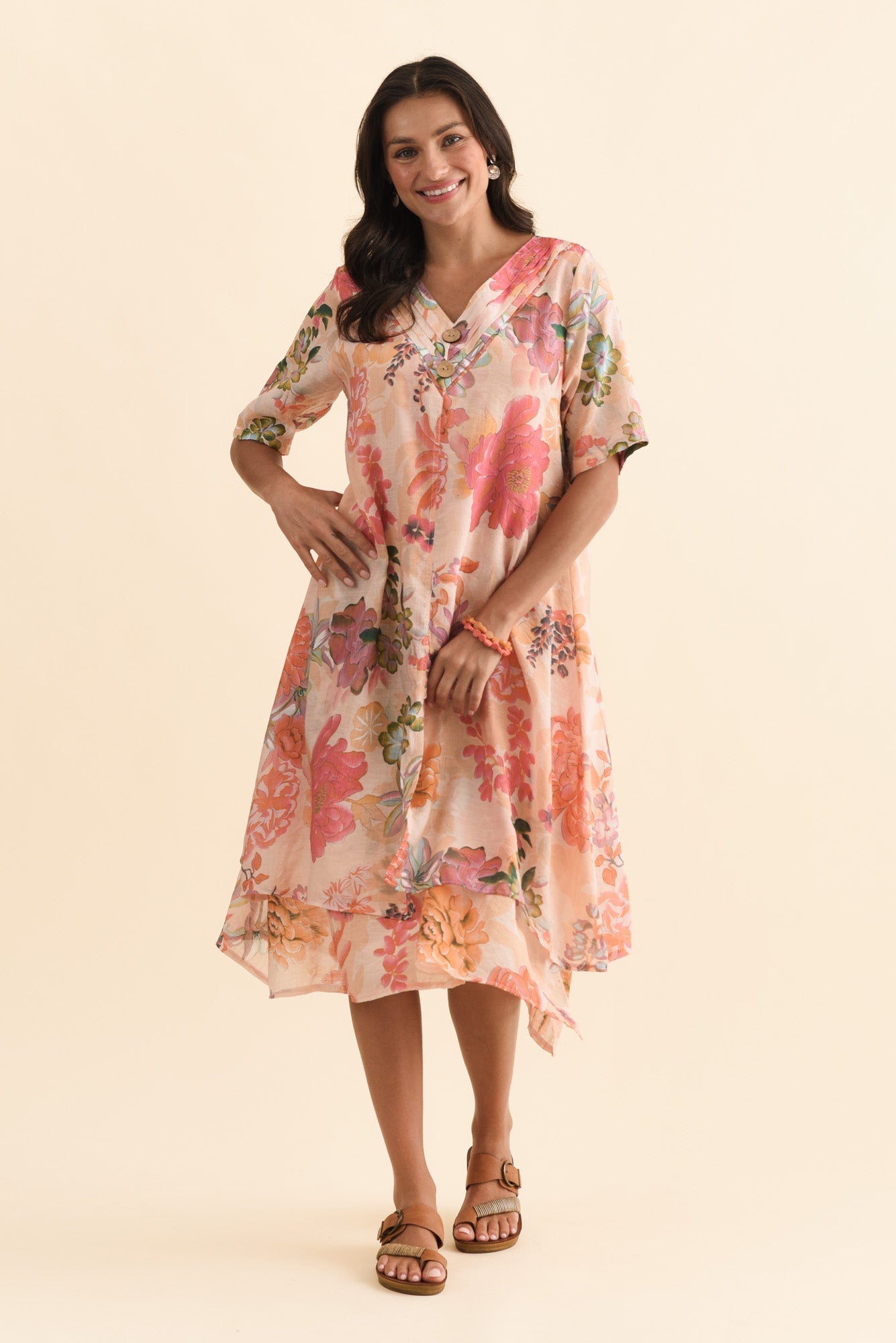 Nala Orange Garden Layers Dress Front View