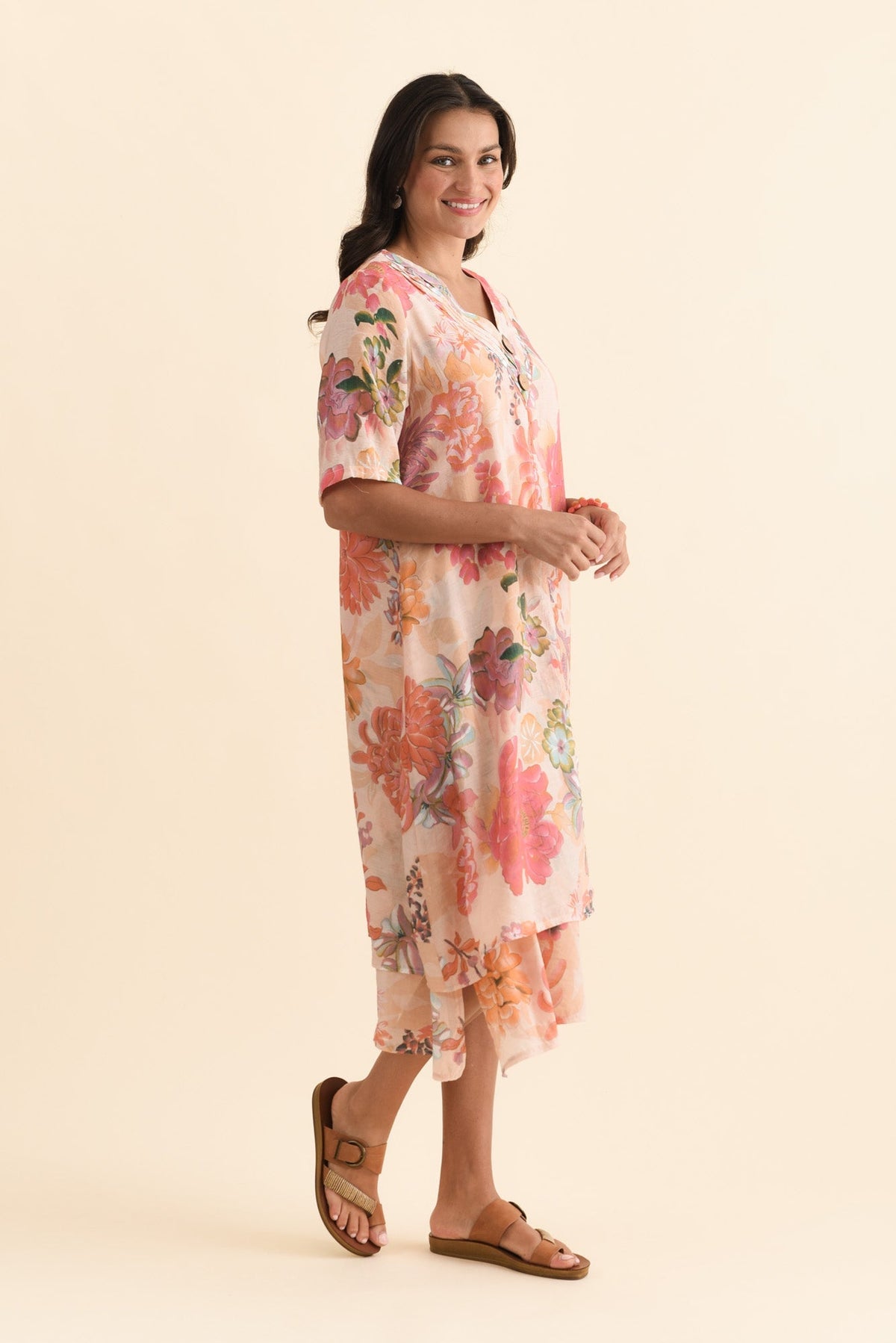 Nala Orange Garden Layers Dress Back View