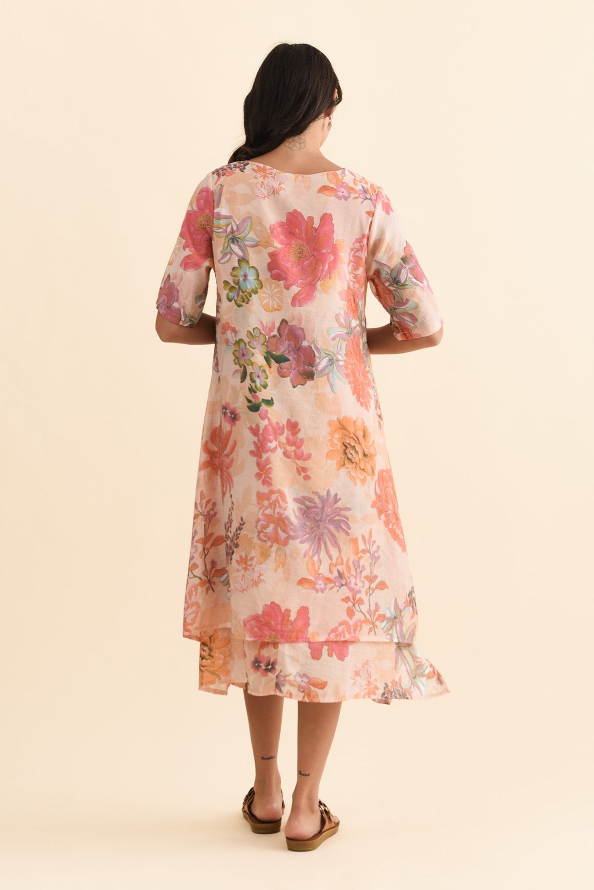 Nala Orange Garden Layers Dress Side View