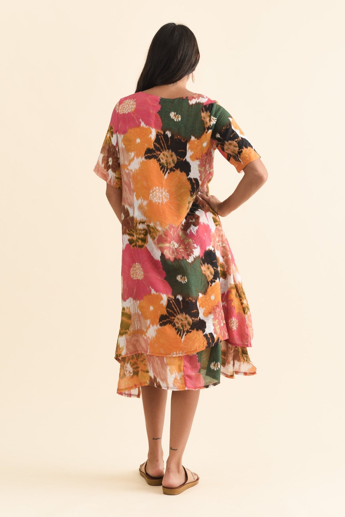 Nala Pink Flower Layers Dress Detail View