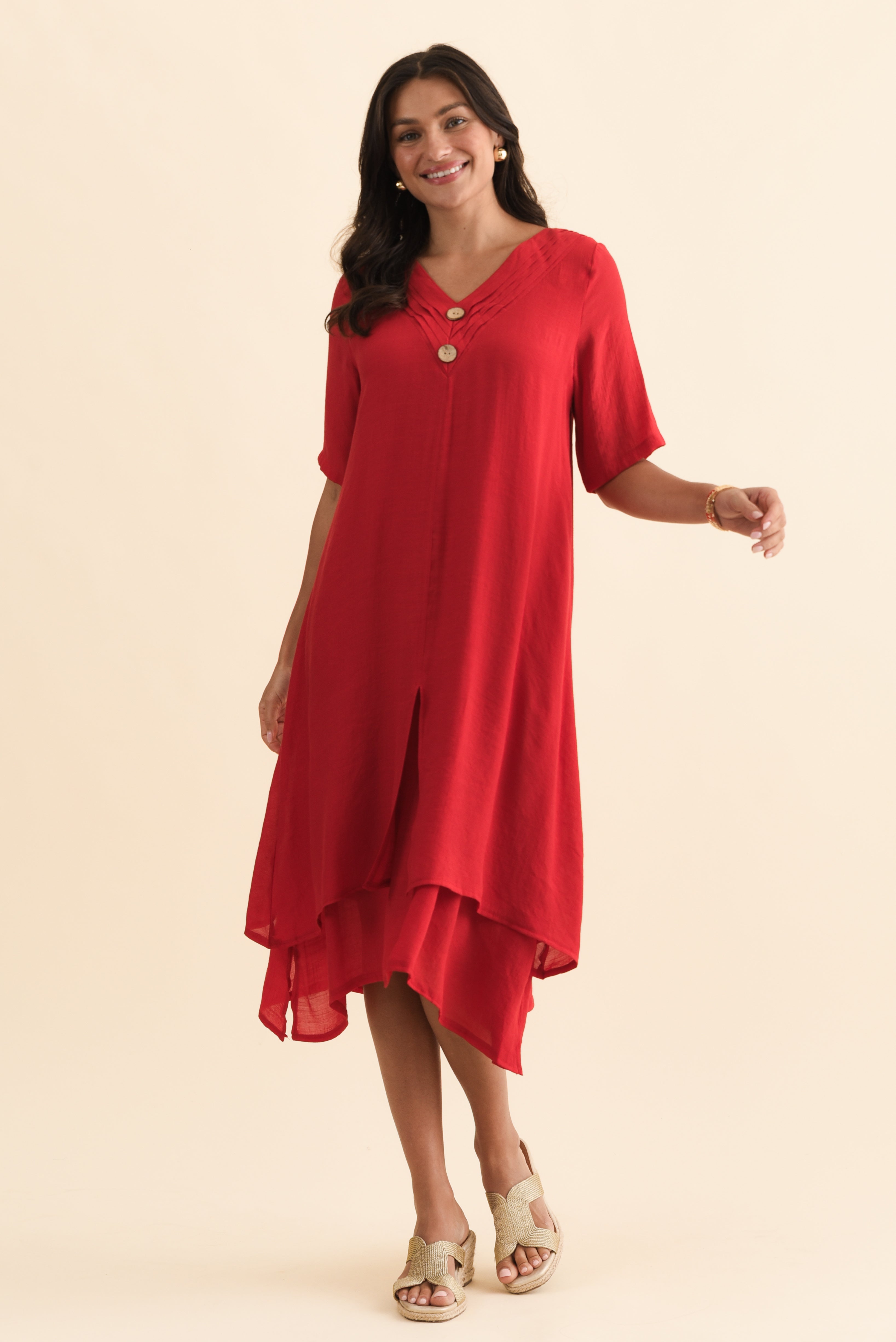 Nala Red Layers Dress Front View 2