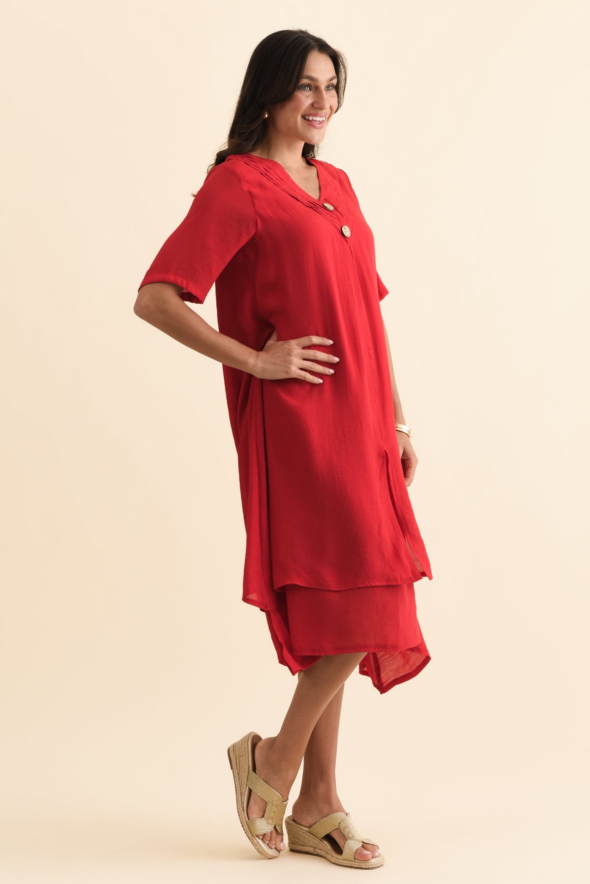Nala Red Layers Dress Back View