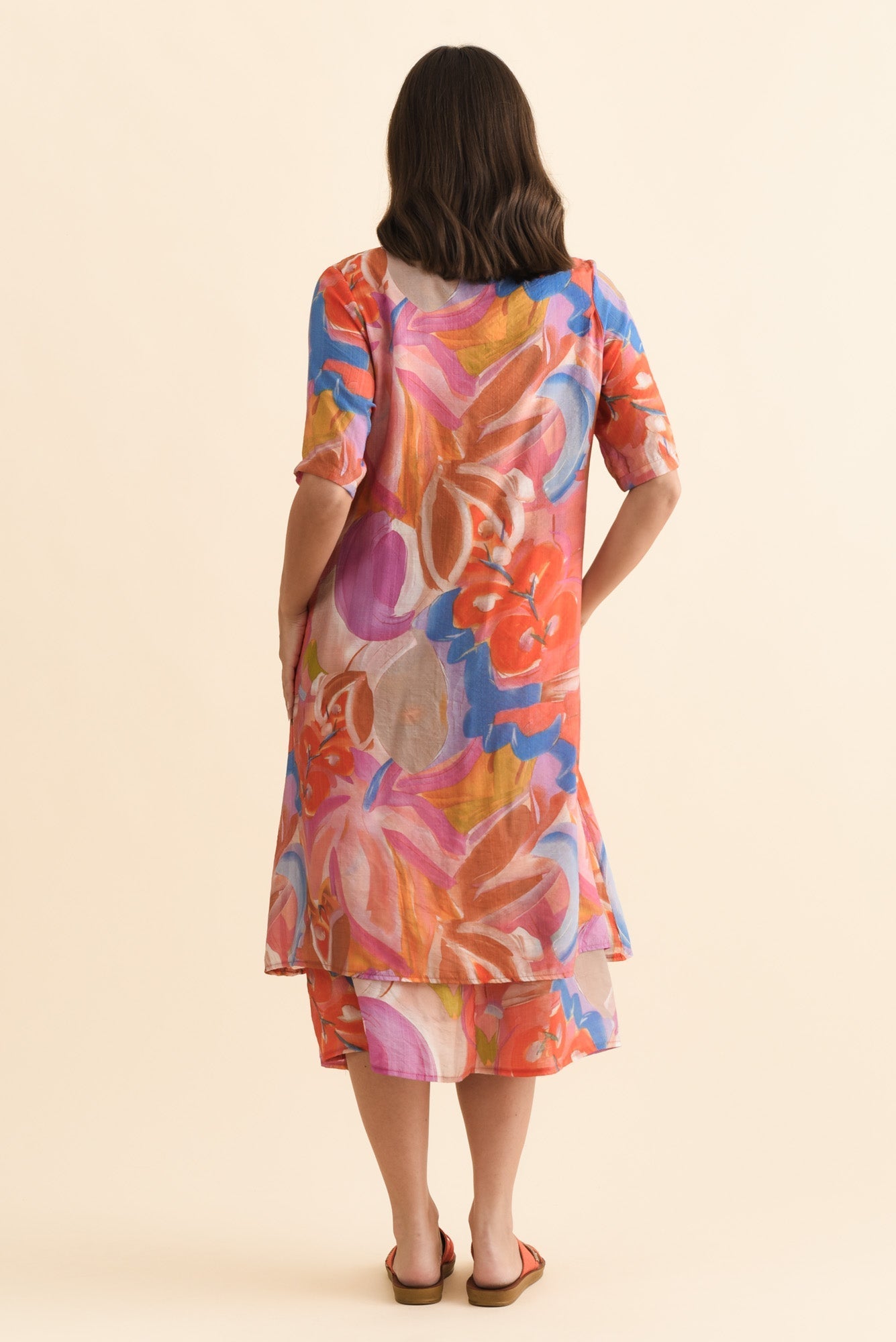 Nala Rust Abstract Layers Dress Side View