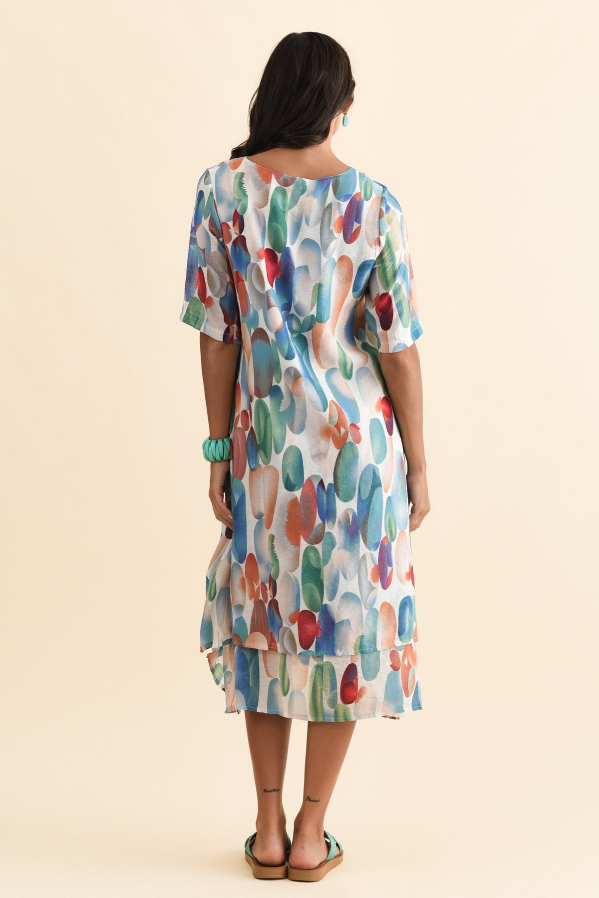 Nala Blue Circle Layers Dress Detail View