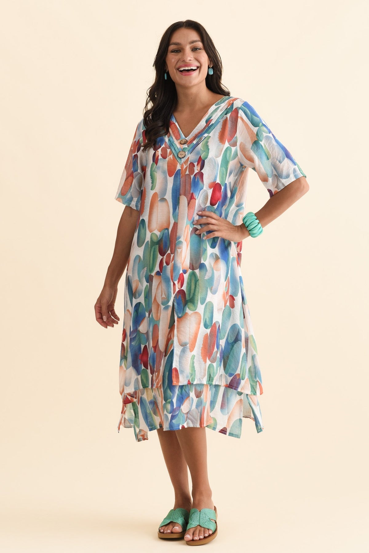 Nala Blue Circle Layers Dress Back View