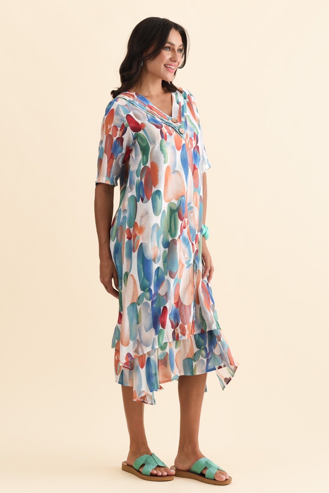 Nala Blue Circle Layers Dress Side View
