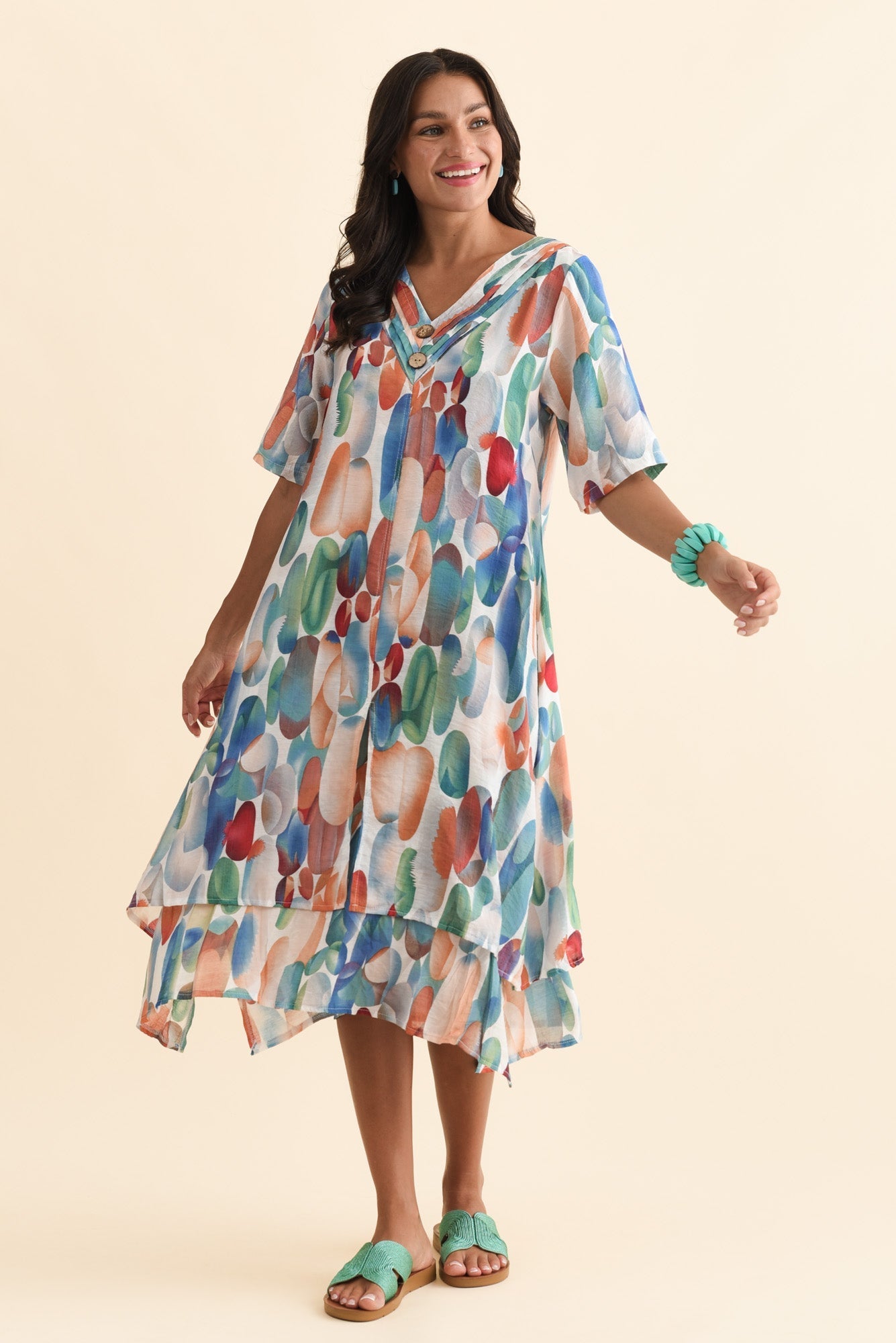 Nala Blue Circle Layers Dress Back View 2