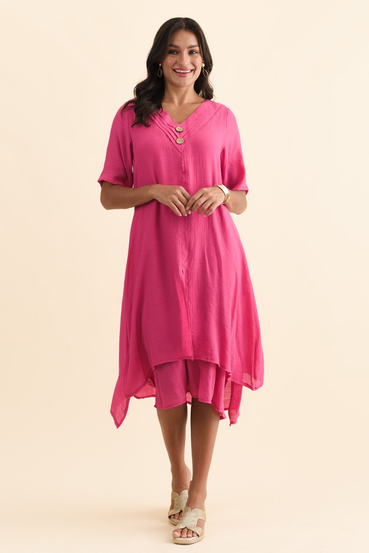 Nala Hot Pink Layers Dress Back View