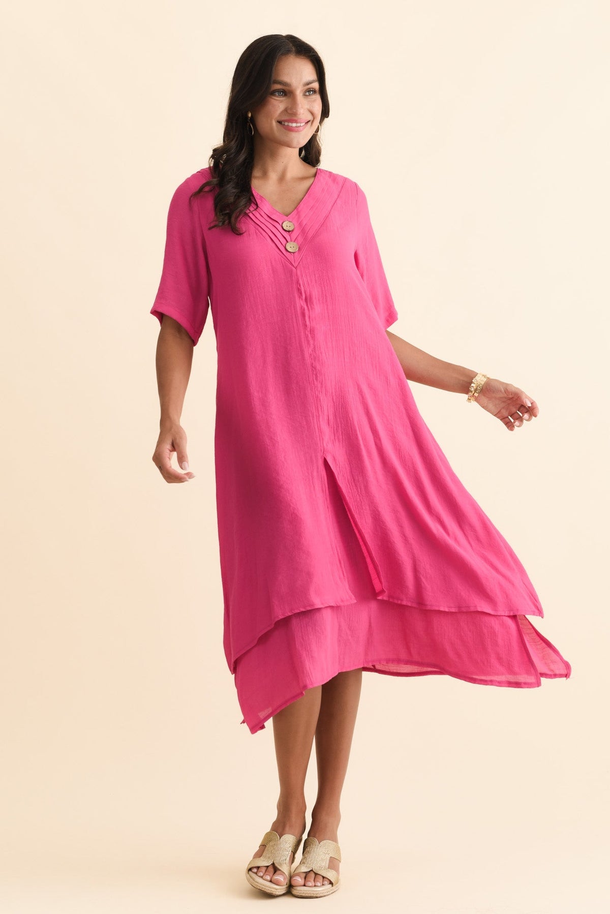 Nala Hot Pink Layers Dress Back View 2