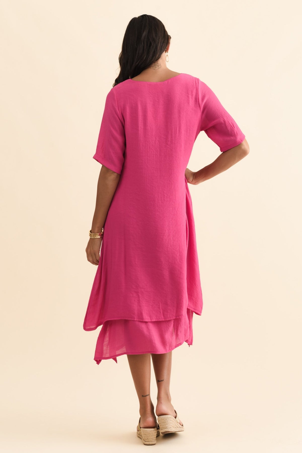 Nala Hot Pink Layers Dress Detail View