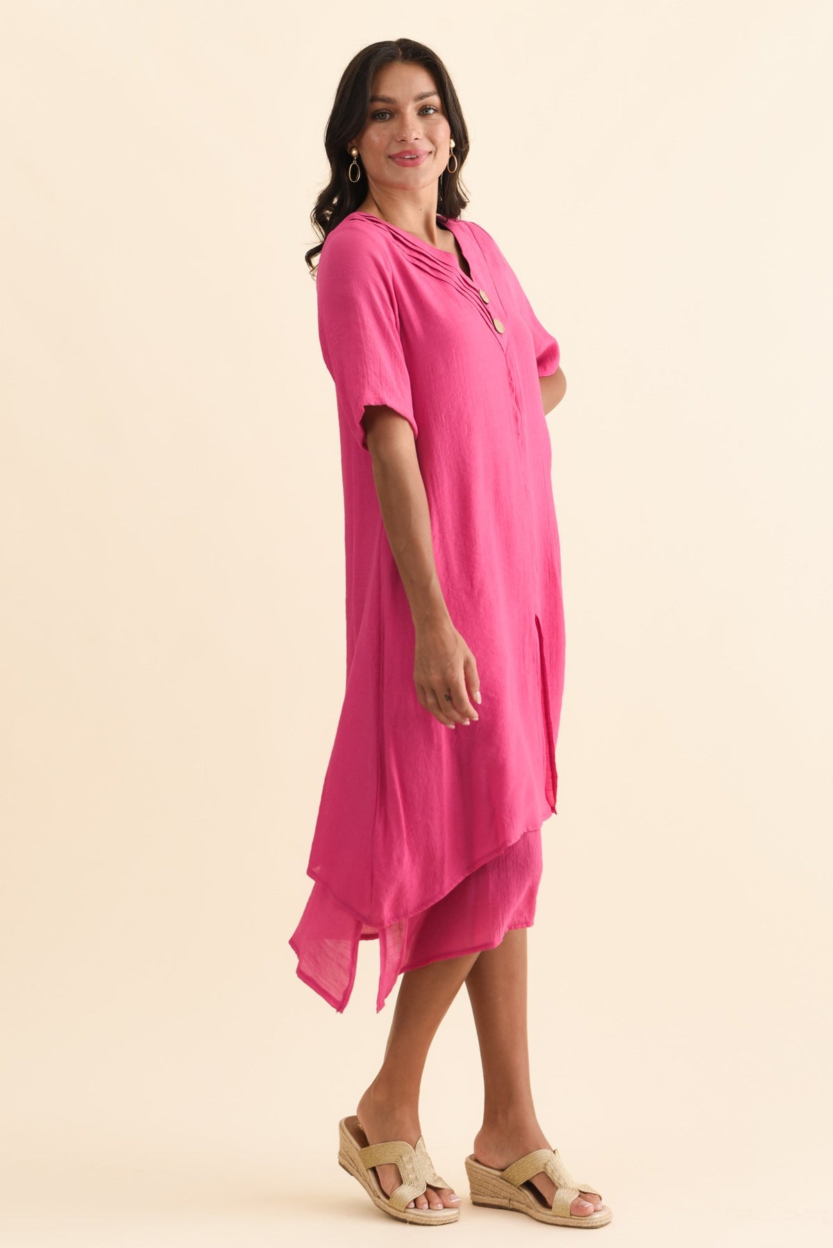 Nala Hot Pink Layers Dress Side View