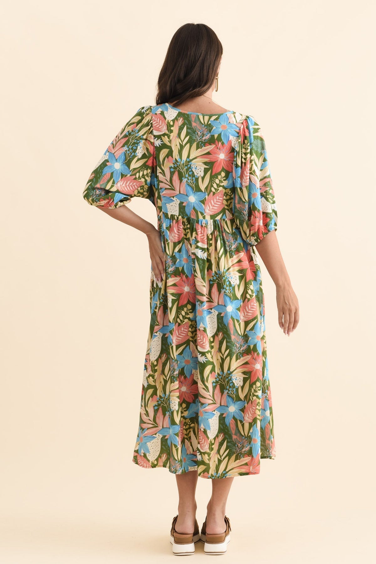 Nolte Green Botanical Pocket Dress Side View