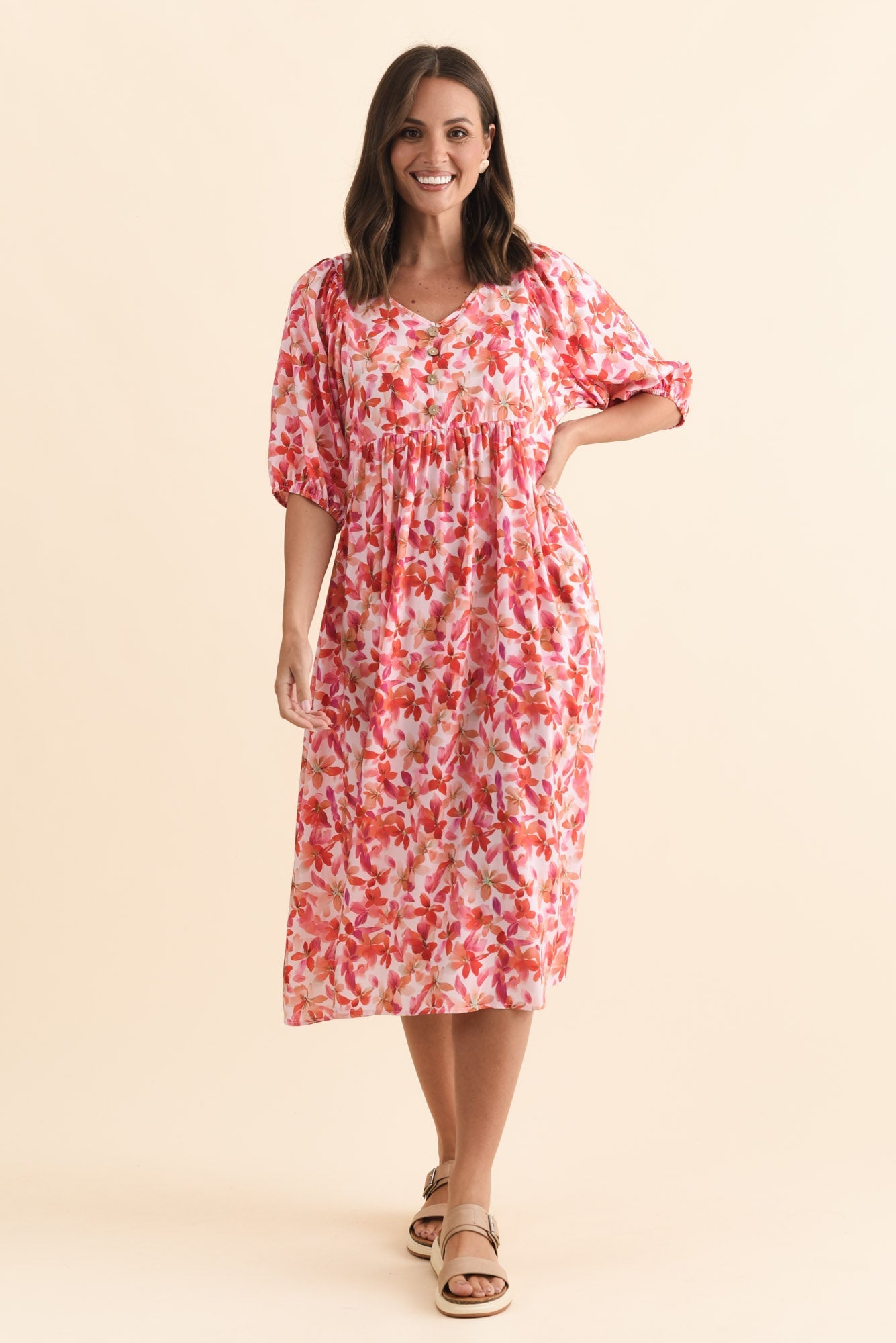 Nolte Pink Petal Pocket Dress Front View