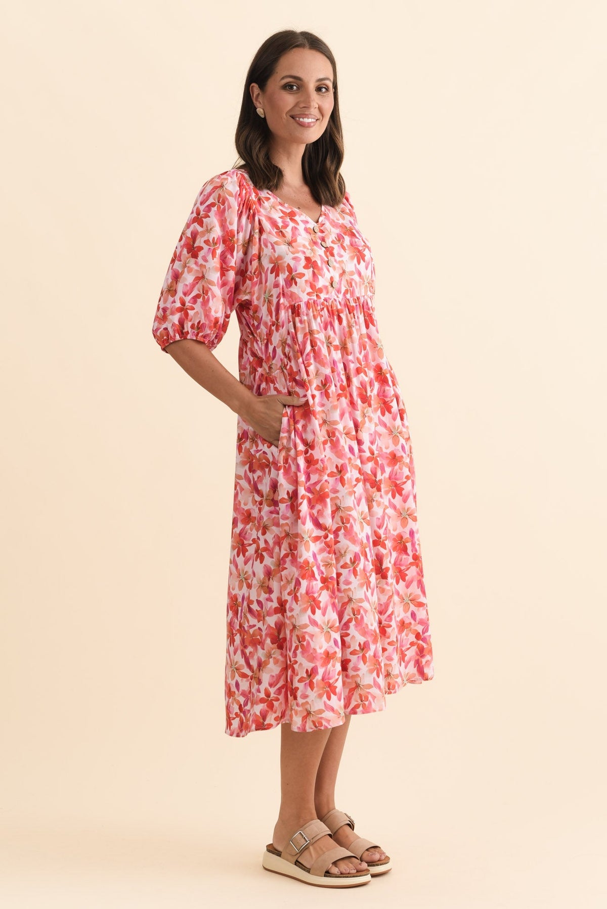Nolte Pink Petal Pocket Dress Back View