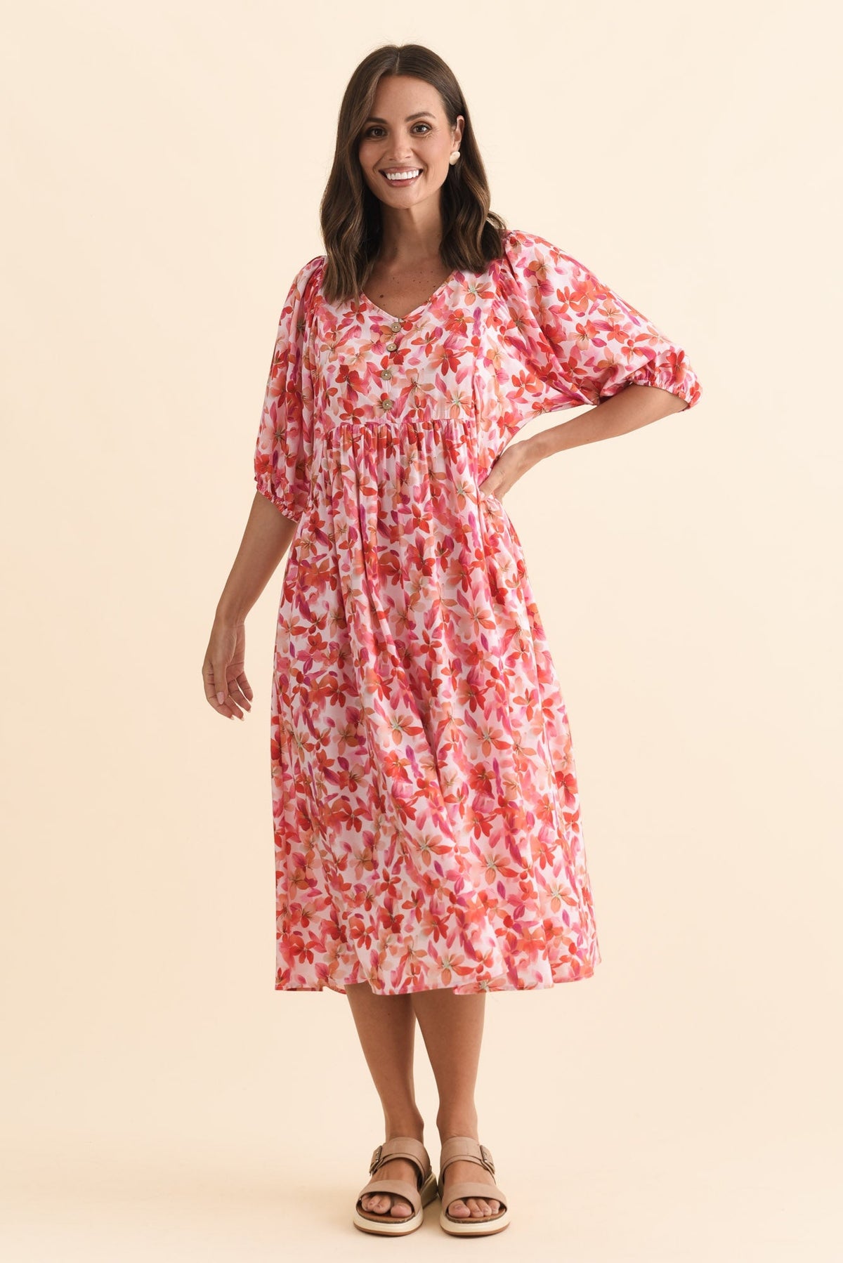 Nolte Pink Petal Pocket Dress Full Length View
