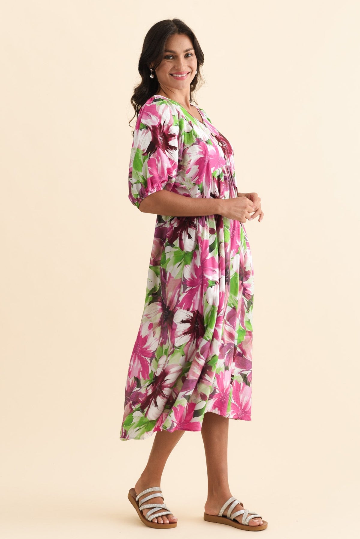 Nolte Purple Flower Pocket Dress Back View